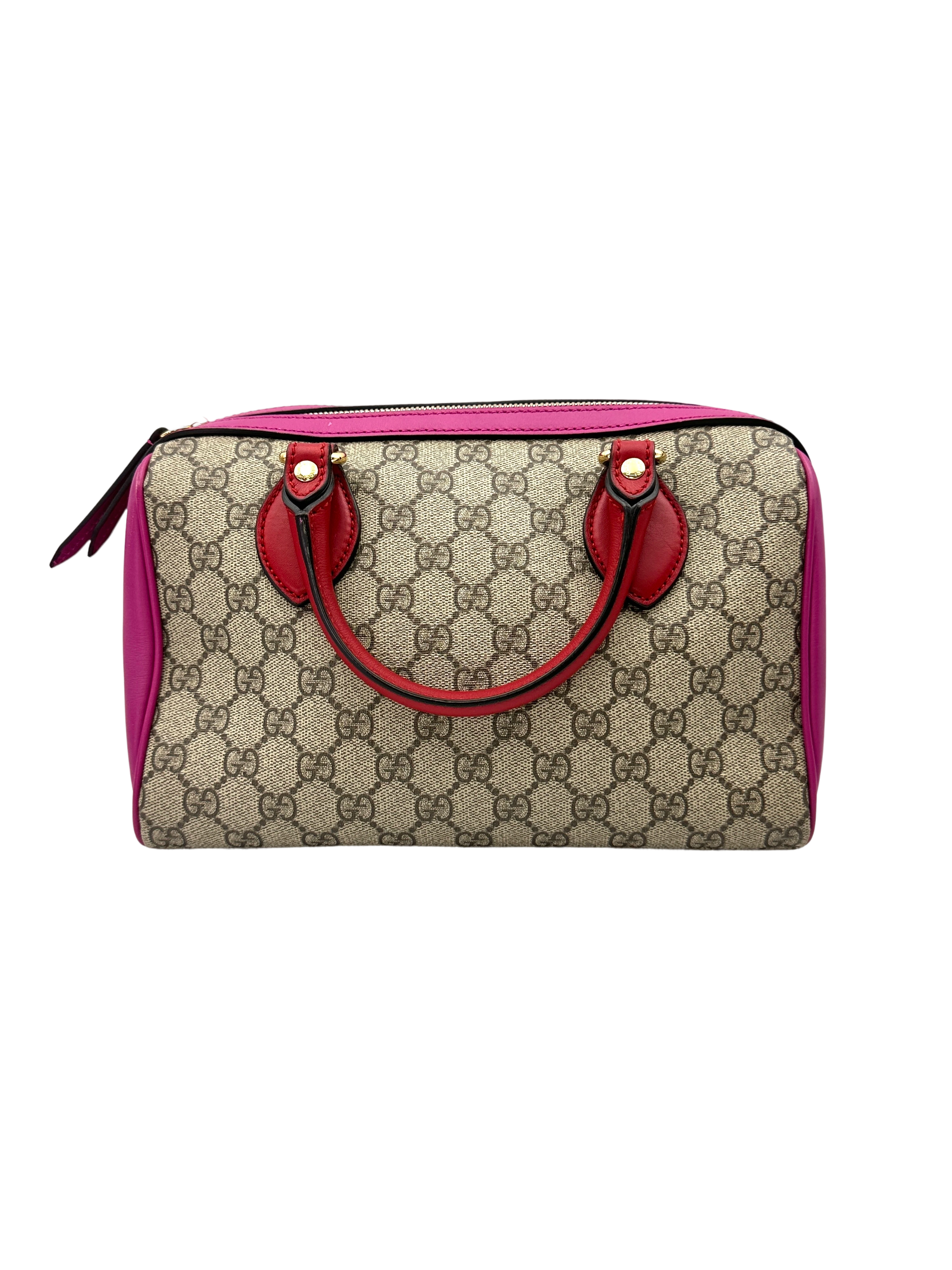 Gucci GG Supreme Canvas & Red Leather Boston Bag GG1278