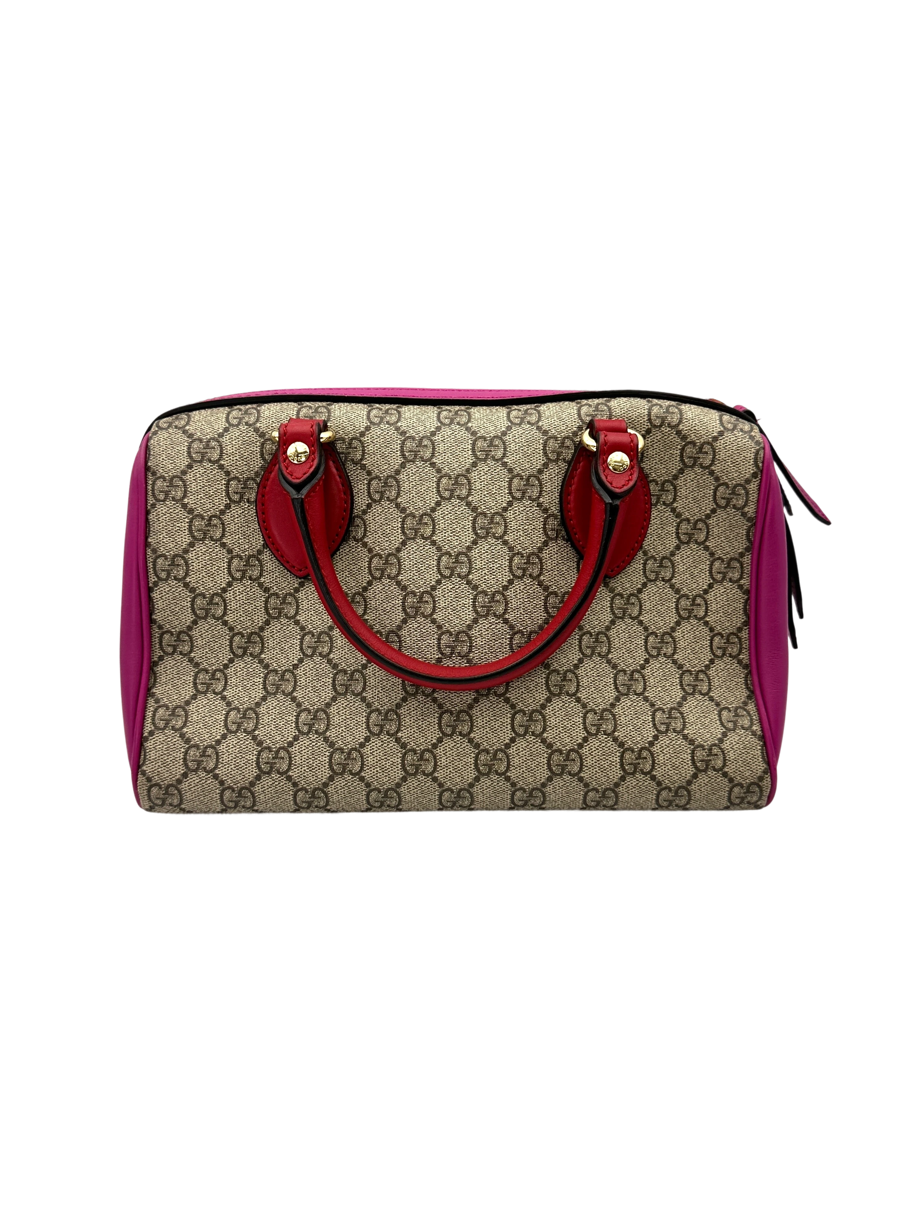Gucci GG Supreme Canvas & Red Leather Boston Bag GG1278