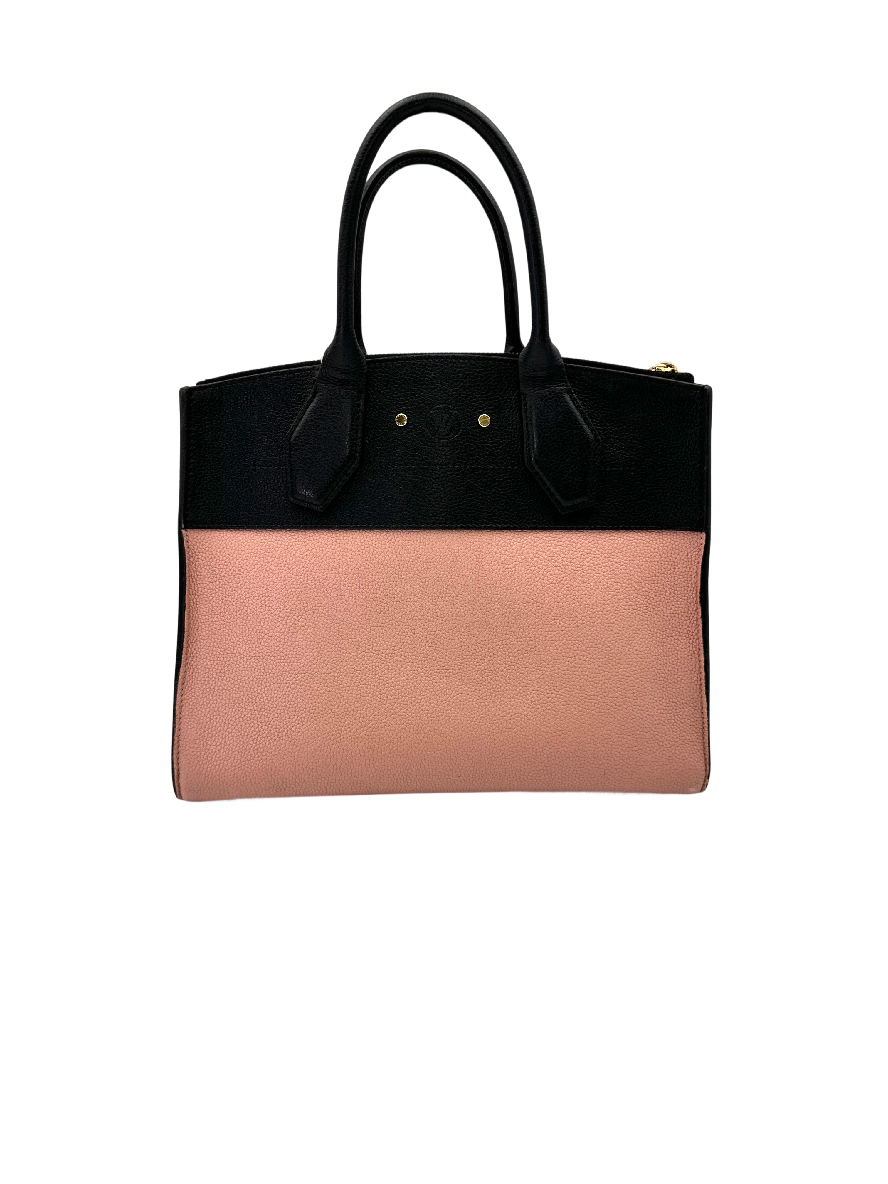 Louis Vuitton City Steamer MM Black/Pink Grained Leather Handle Bag LV2990
