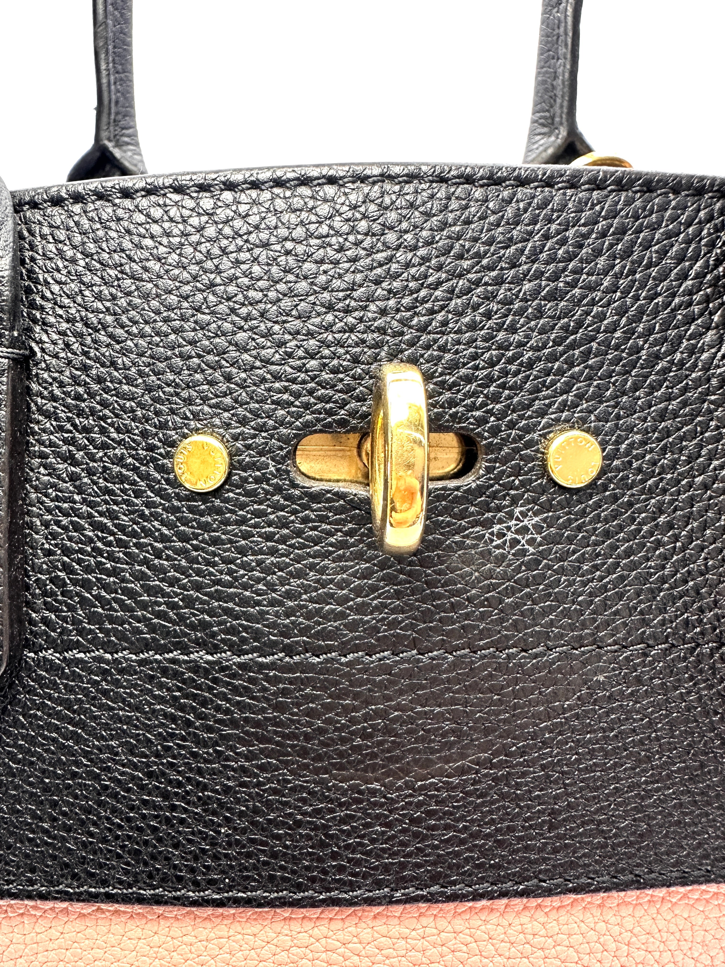 Louis Vuitton City Steamer MM Black/Pink Grained Leather Handle Bag LV2990