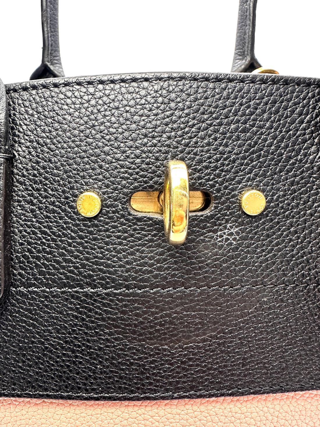 Louis Vuitton City Steamer MM Black/Pink Grained Leather Handle Bag LV2990