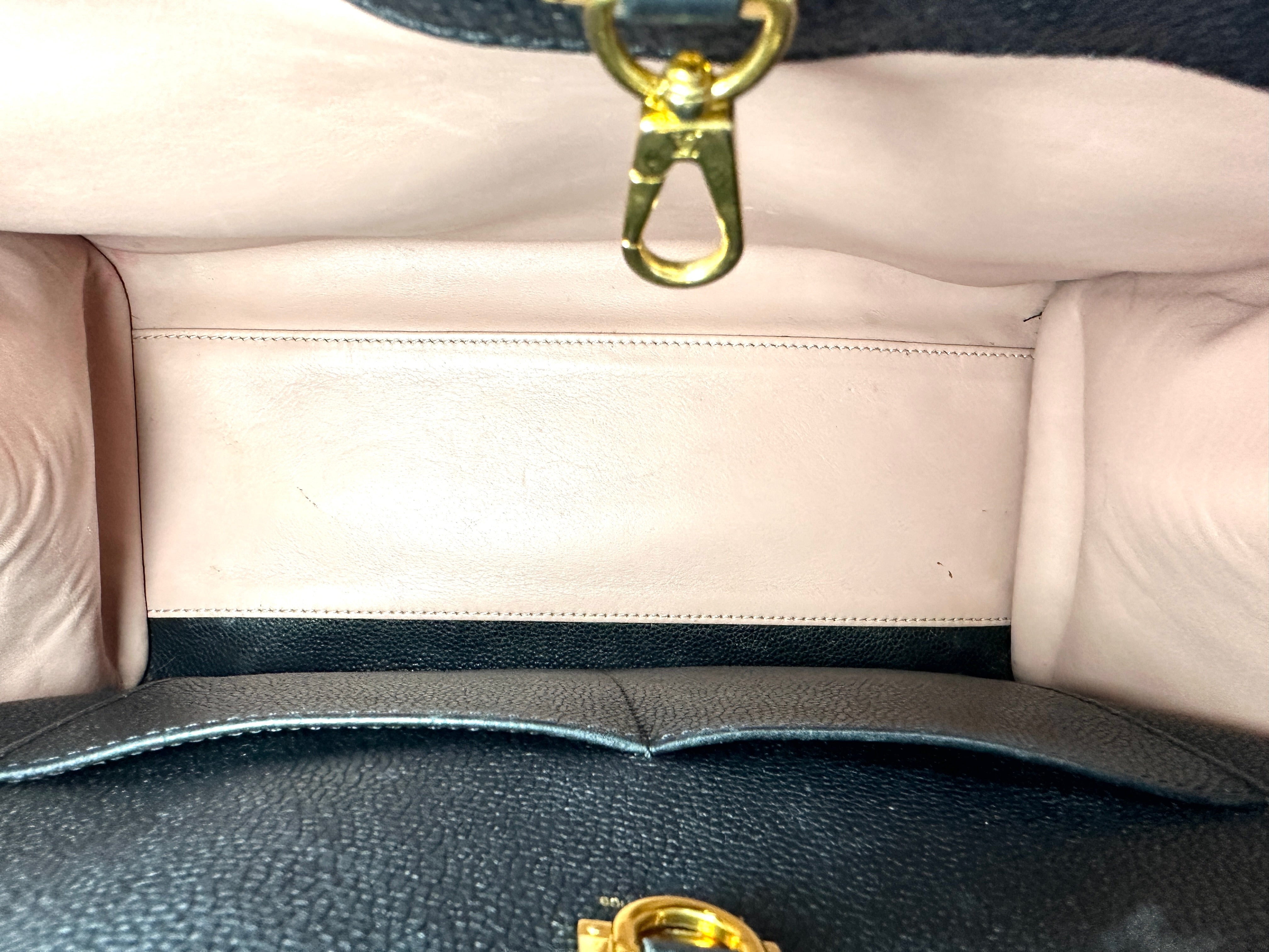 Louis Vuitton City Steamer MM Black/Pink Grained Leather Handle Bag LV2990