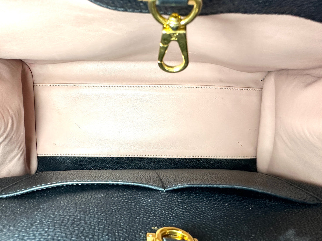 Louis Vuitton City Steamer MM Black/Pink Grained Leather Handle Bag LV2990