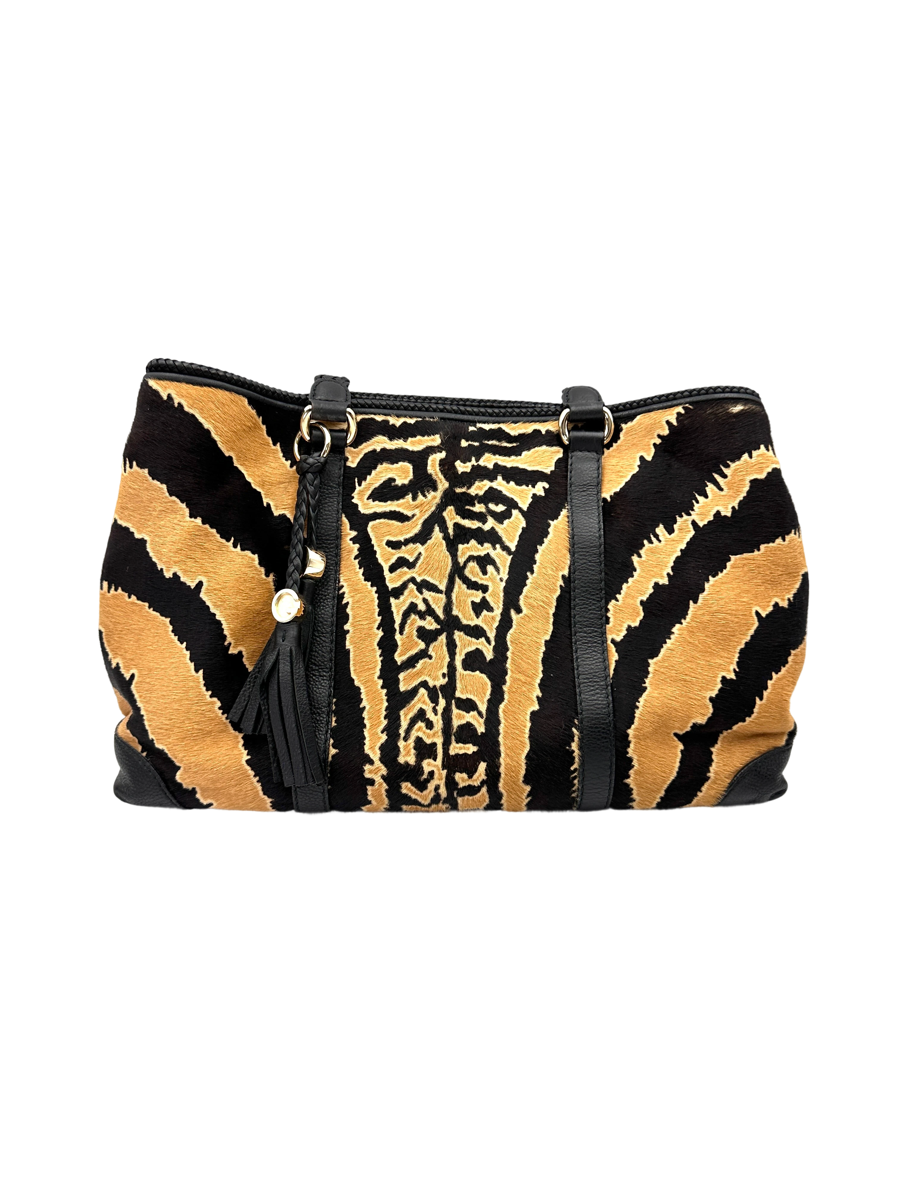 Gucci Marrakech Zebra Print Leather Handle Bag GG1283