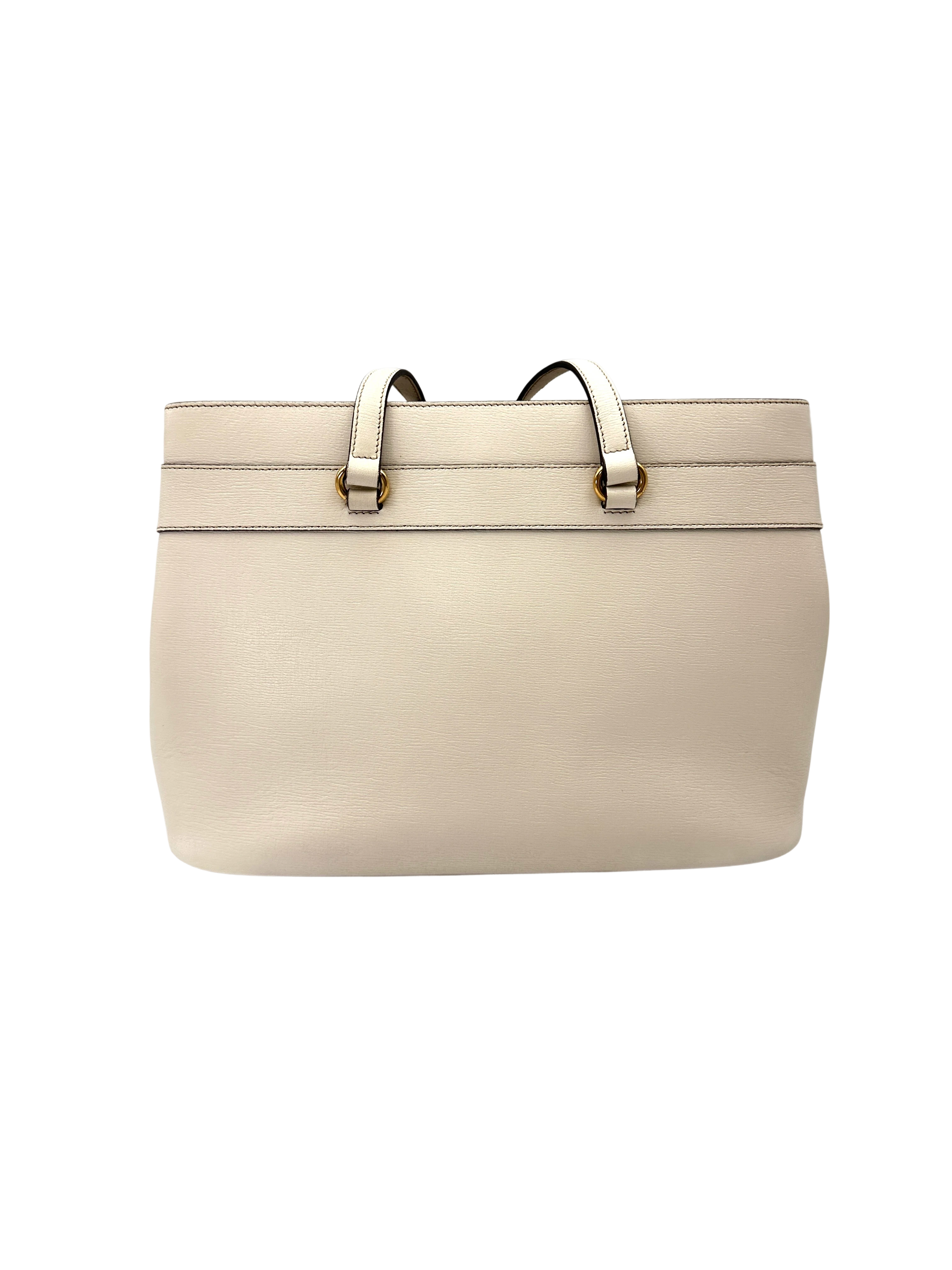 Gucci Bright Bit White Leather Handle Bag GG1281