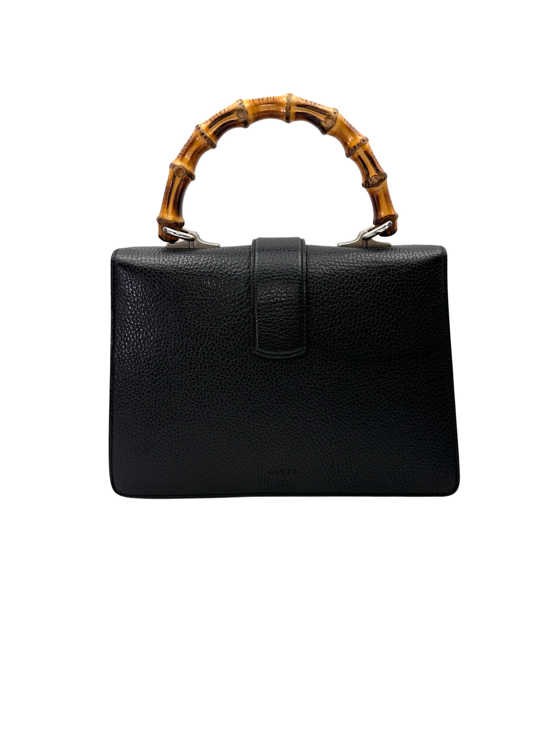 Gucci Dionysus Black Leather Bamboo Medium Size Top Handle Bag GG1285