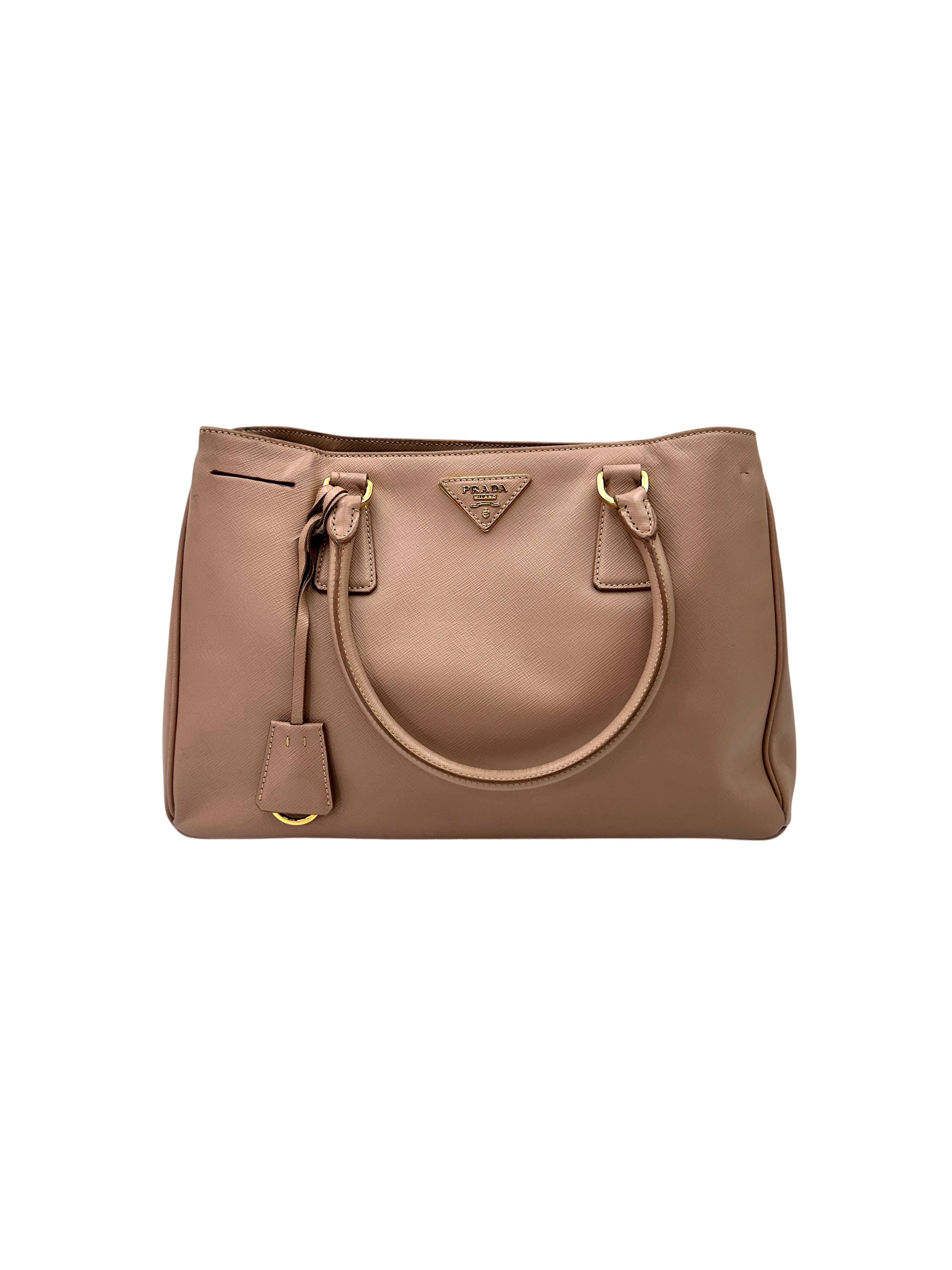 Prada Galleria Pink Saffiano Leather Handle Bag PR458
