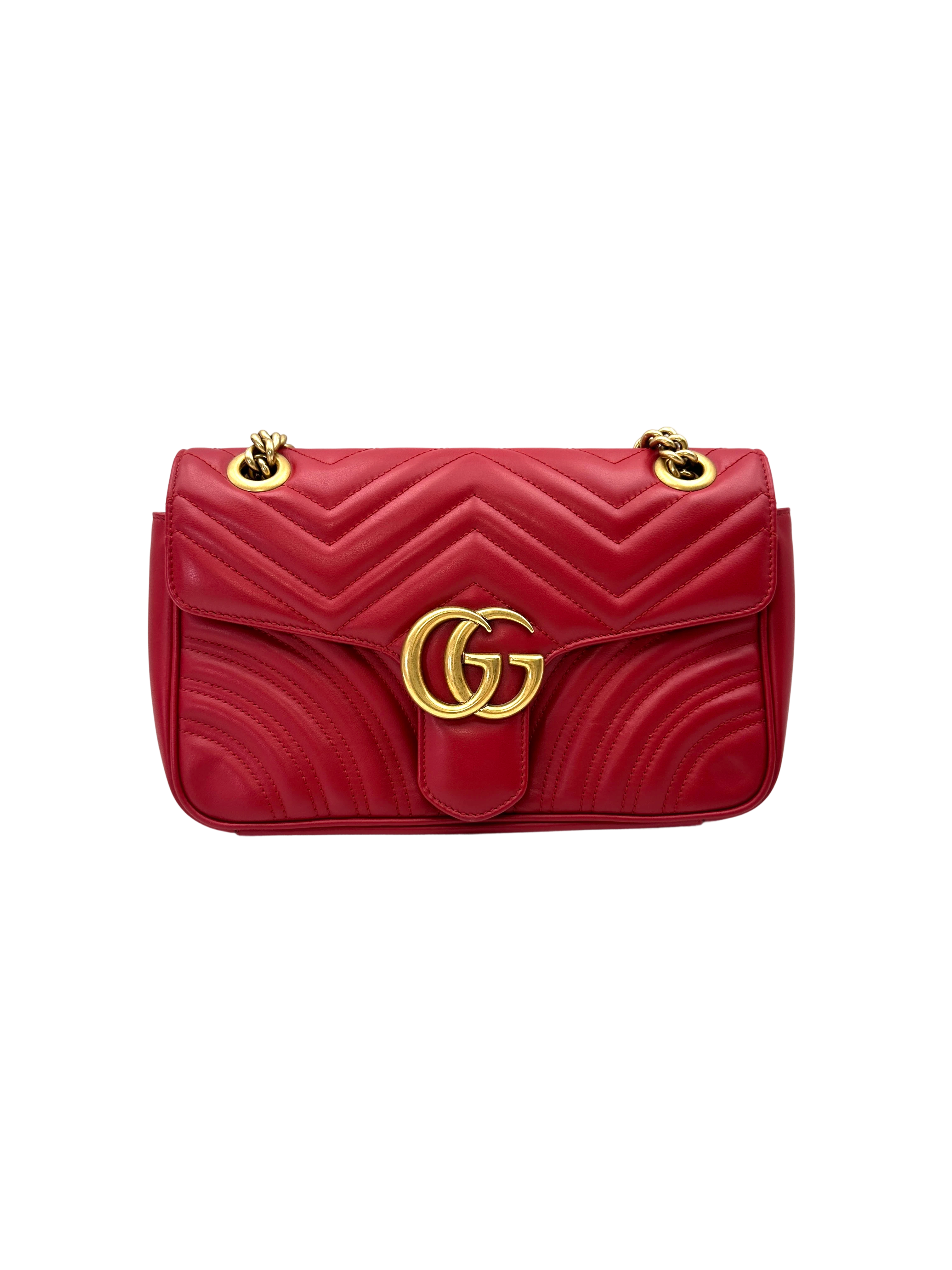 Gucci GG Marmont Red Matelasse Leather Shoulder Bag GG1284