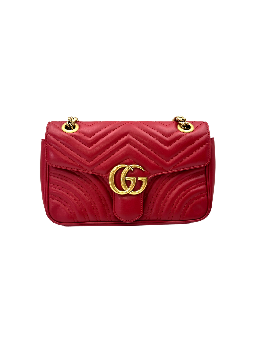 Gucci GG Marmont Red Matelasse Leather Shoulder Bag GG1284