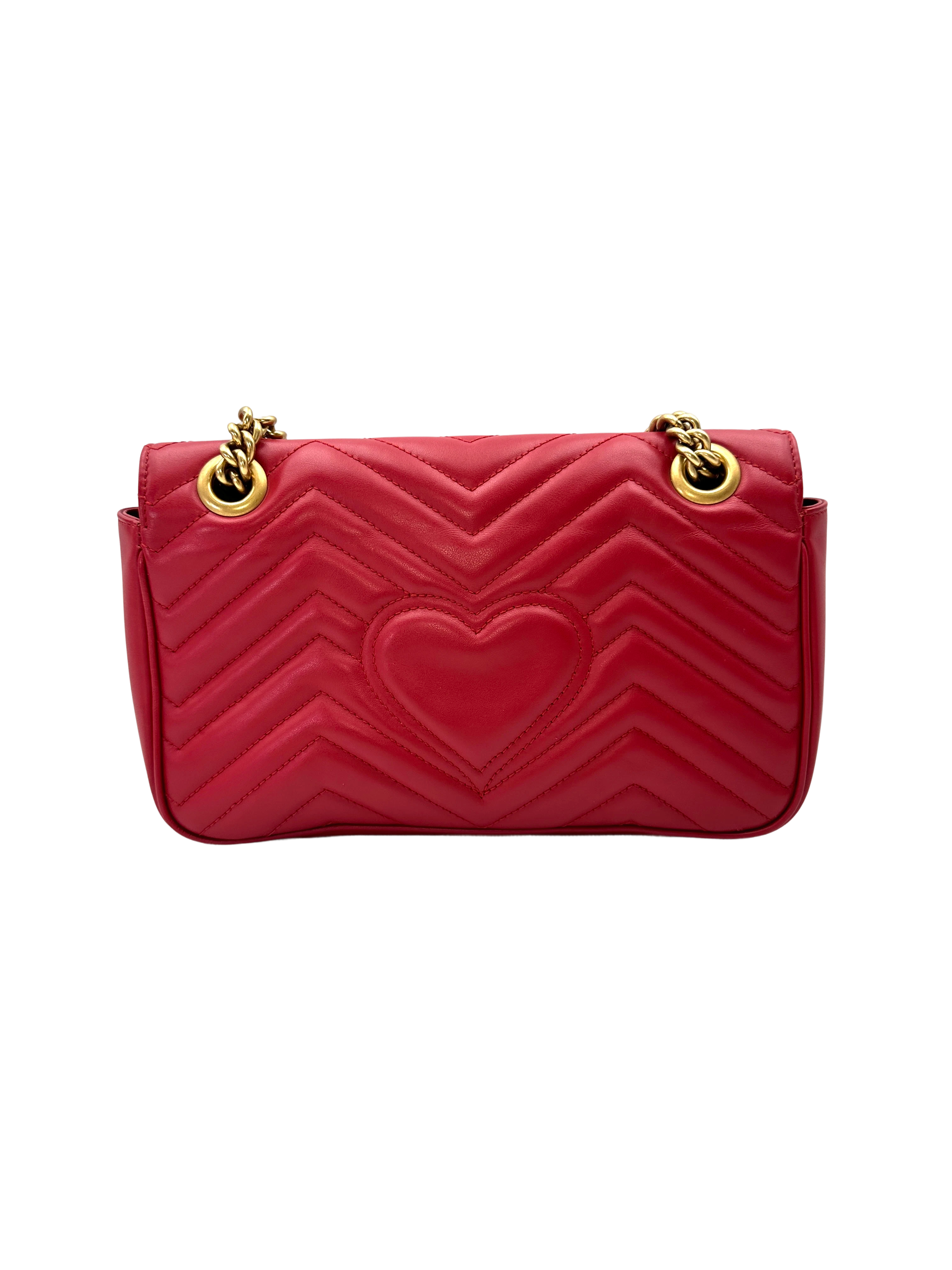 Gucci GG Marmont Red Matelasse Leather Shoulder Bag GG1284