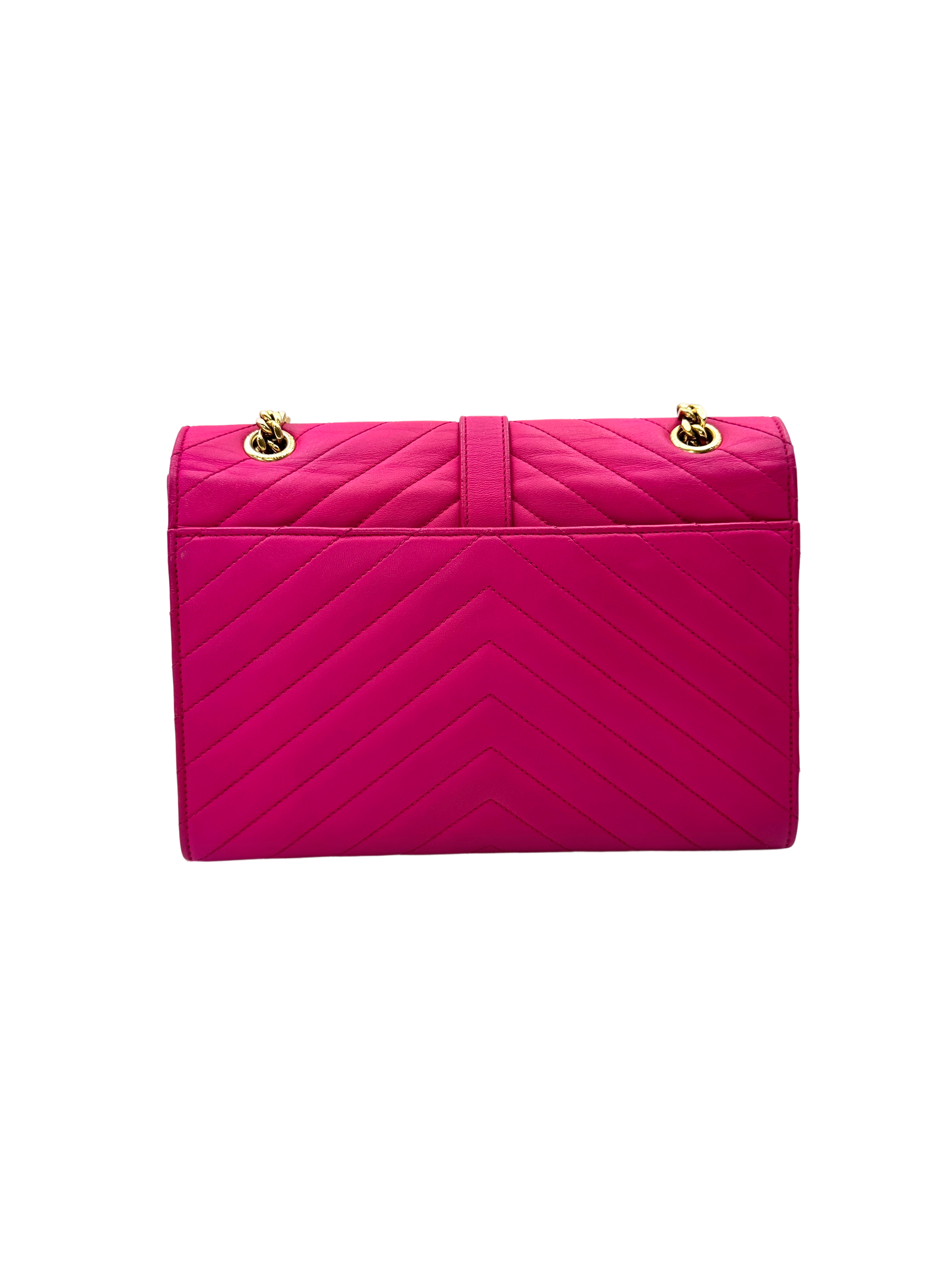 Saint Laurent Pink Quilted Leather Medium Size Envelope Shoulder Bag SL252