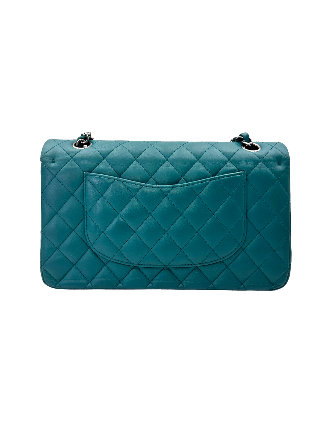 Chanel Classic Flap Blue Quilted Lambskin Medium Size Shoulder Bag With Silver Buckle(15***46) CC2134