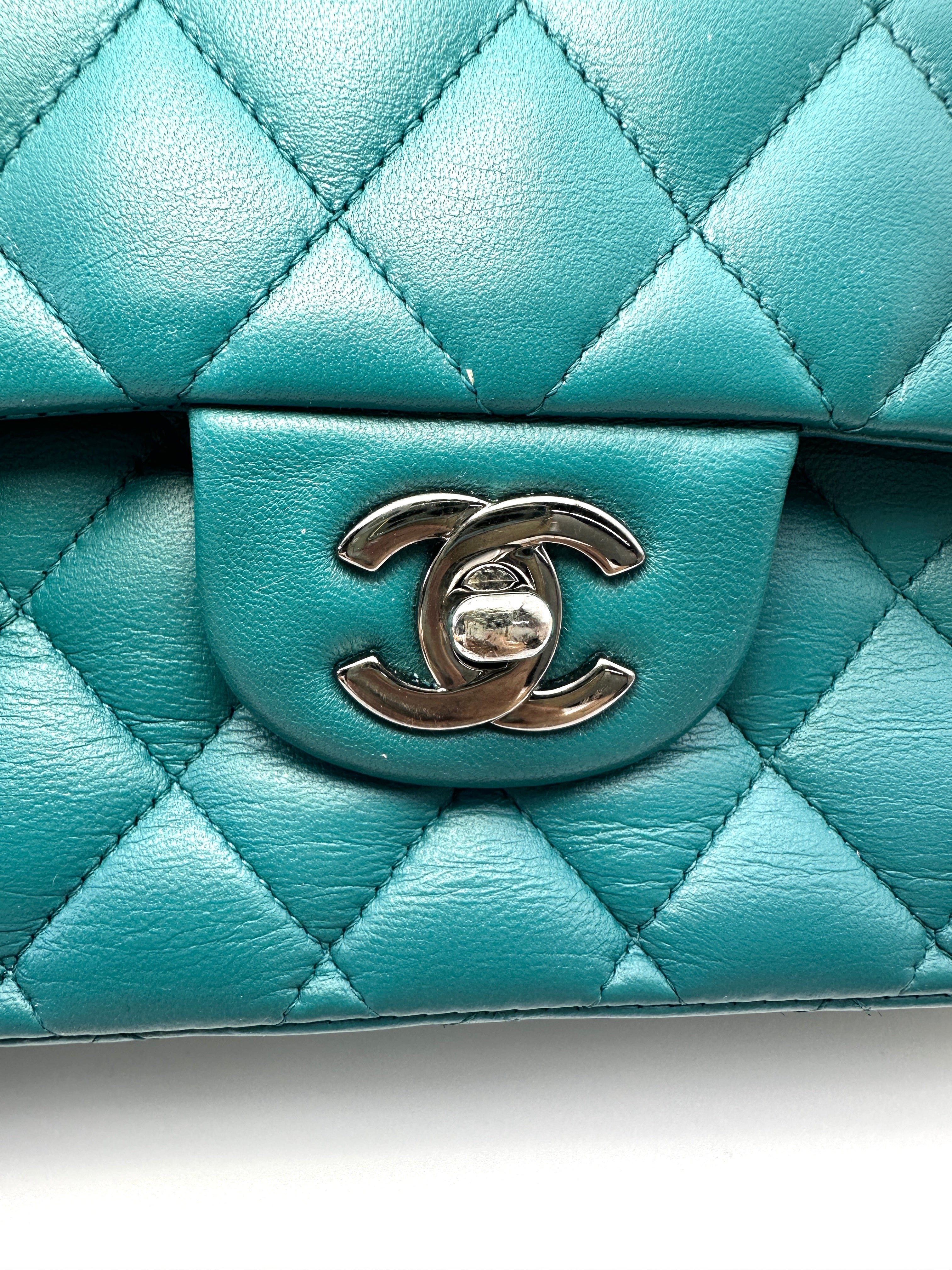 Chanel Classic Flap Blue Quilted Lambskin Medium Size Shoulder Bag With Silver Buckle(15***46) CC2134