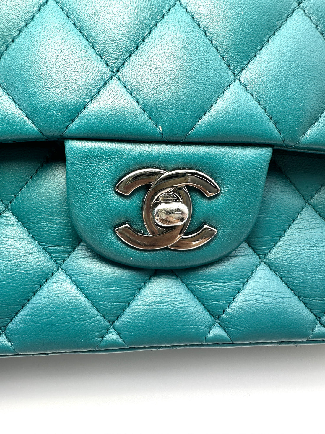 Chanel Classic Flap Blue Quilted Lambskin Medium Size Shoulder Bag With Silver Buckle(15***46) CC2134