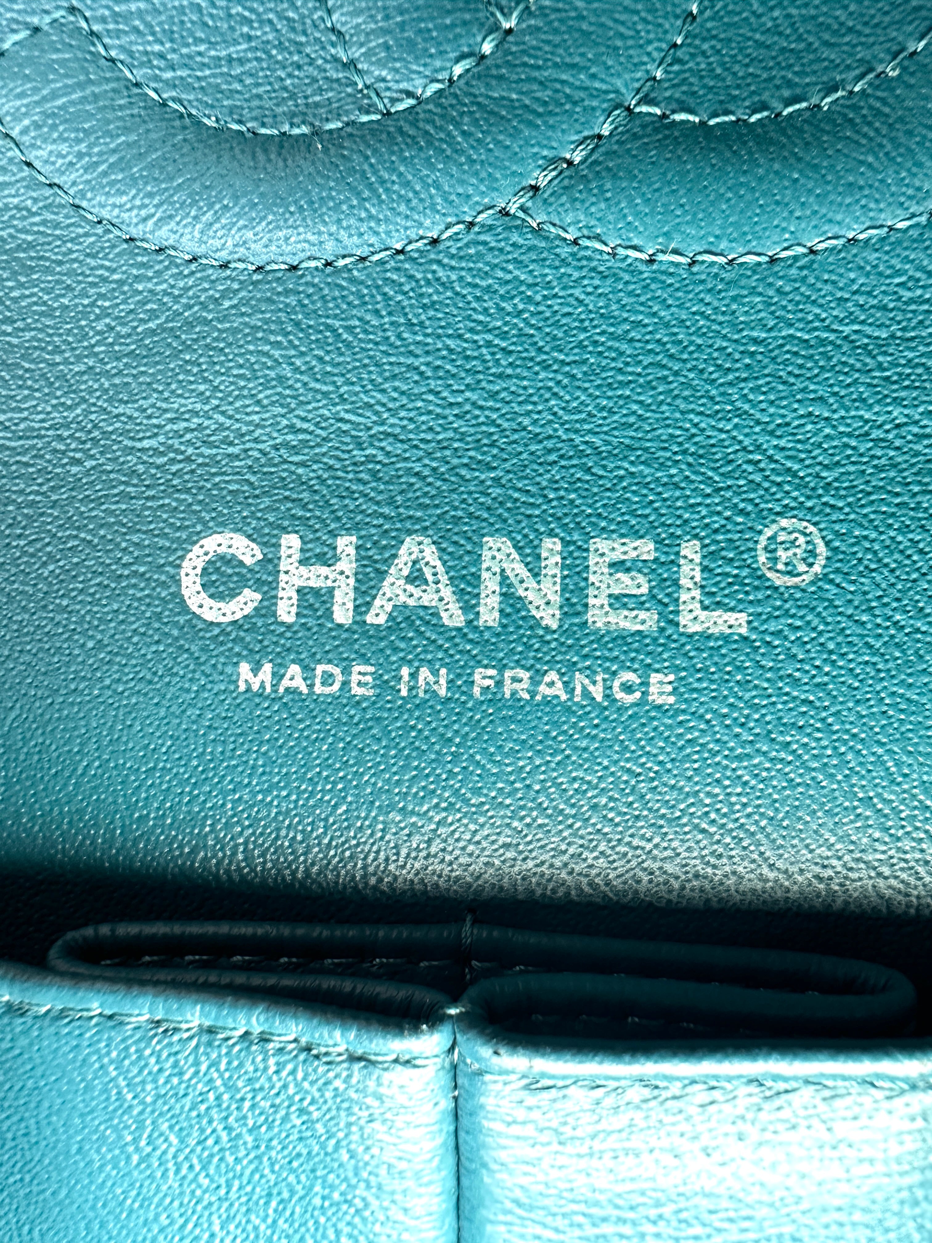 Chanel Classic Flap Blue Quilted Lambskin Medium Size Shoulder Bag With Silver Buckle(15***46) CC2134
