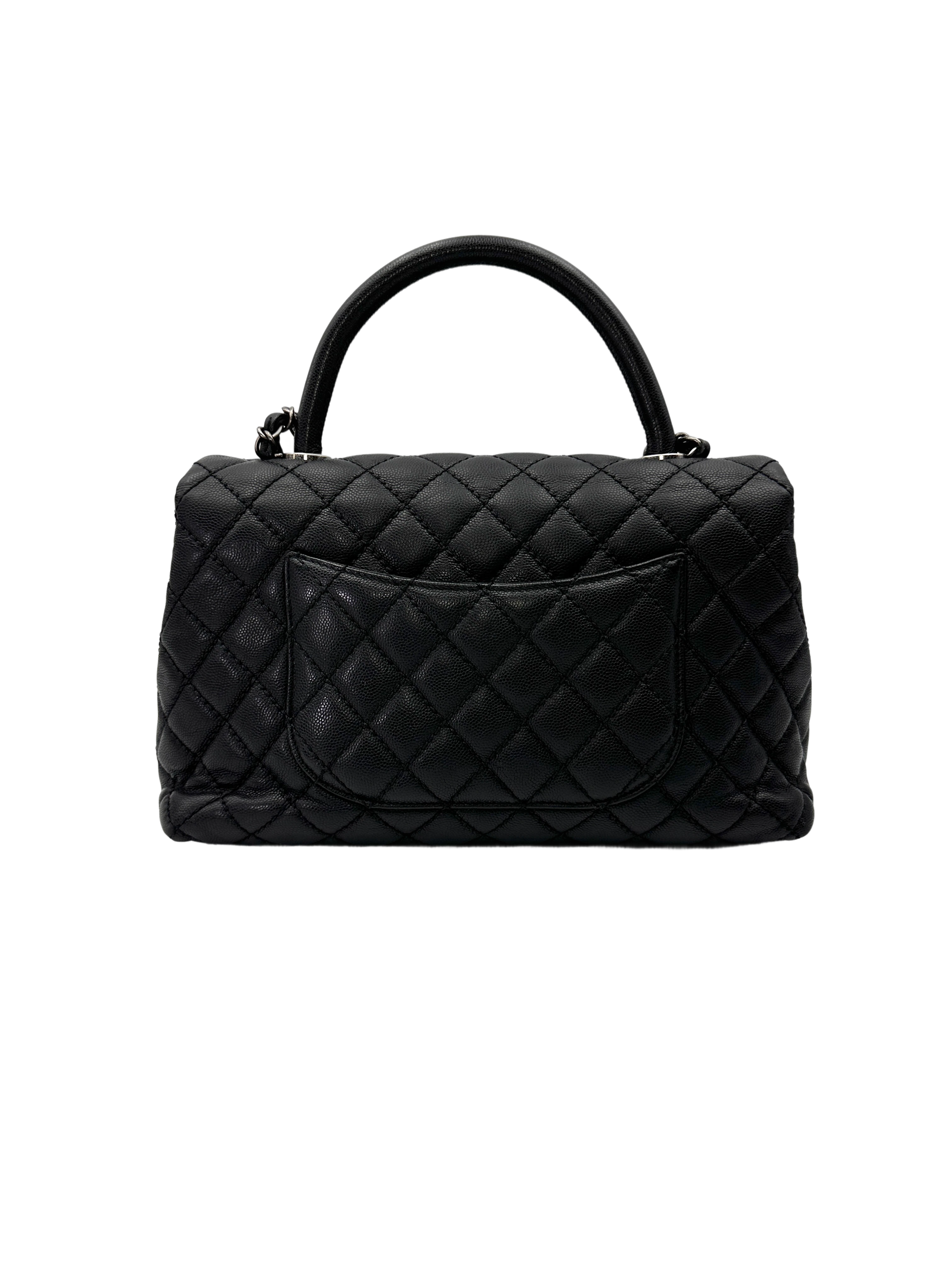 Chanel CoCo Handle Black Quilted Leather Large Size Shoulder Bag(21***28) CC2135
