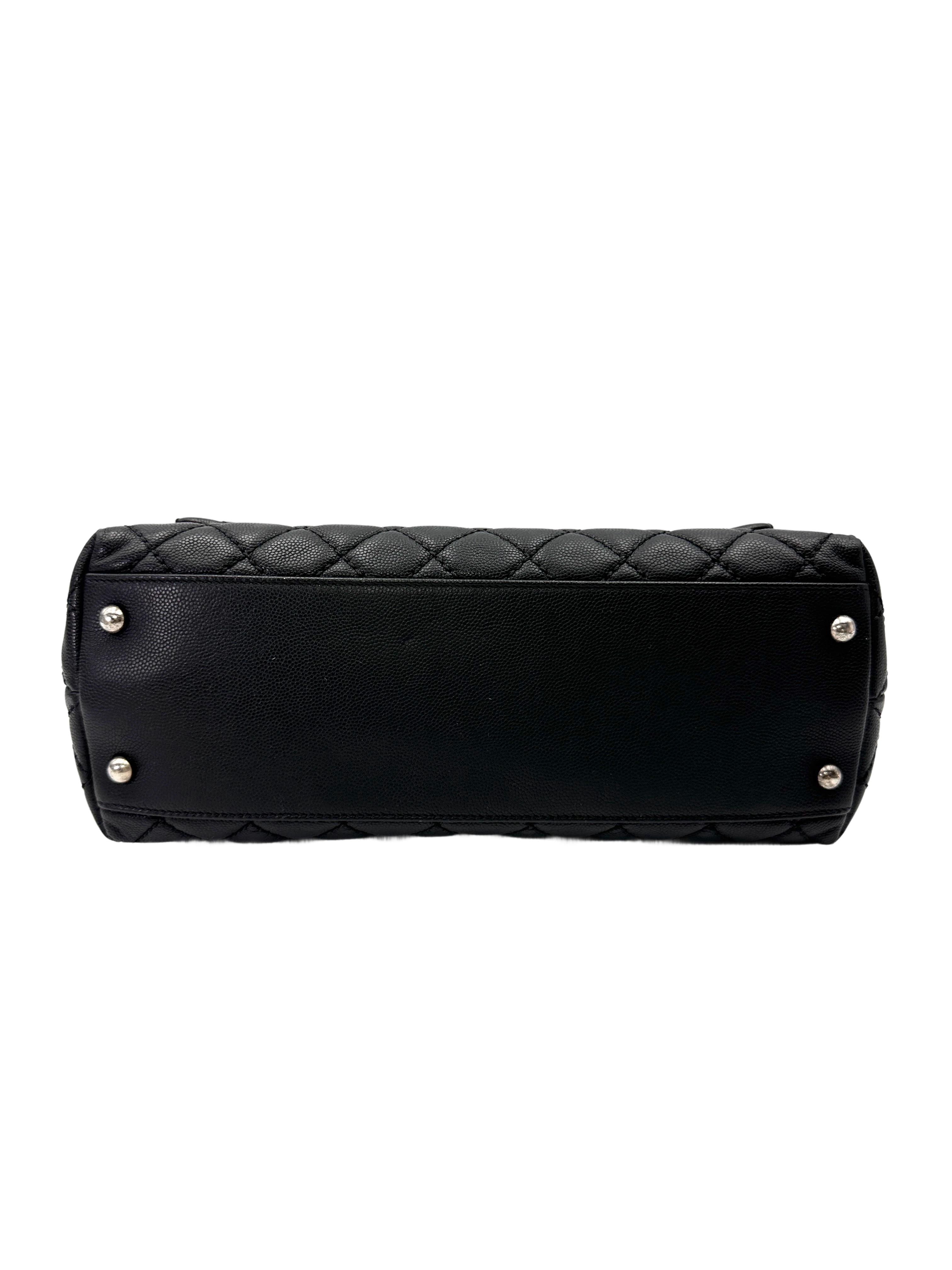 Chanel CoCo Handle Black Quilted Leather Large Size Shoulder Bag(21***28) CC2135