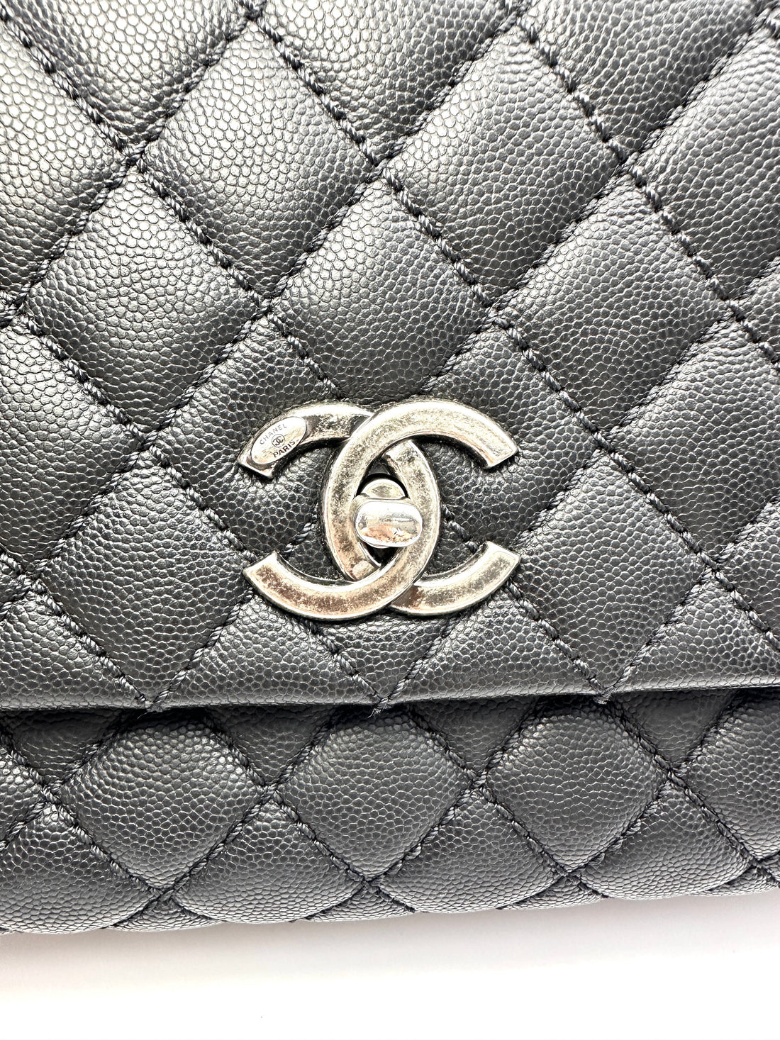 Chanel CoCo Handle Black Quilted Leather Large Size Shoulder Bag(21***28) CC2135
