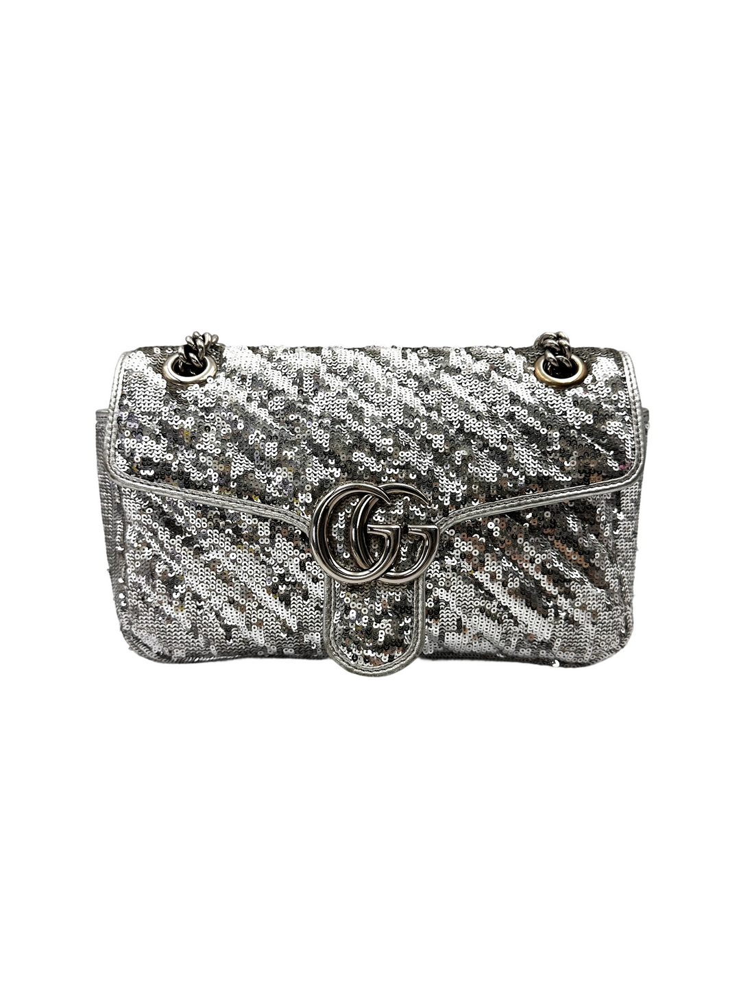 Gucci GG Marmont Silver Sequin Shoulder Bag GG1289