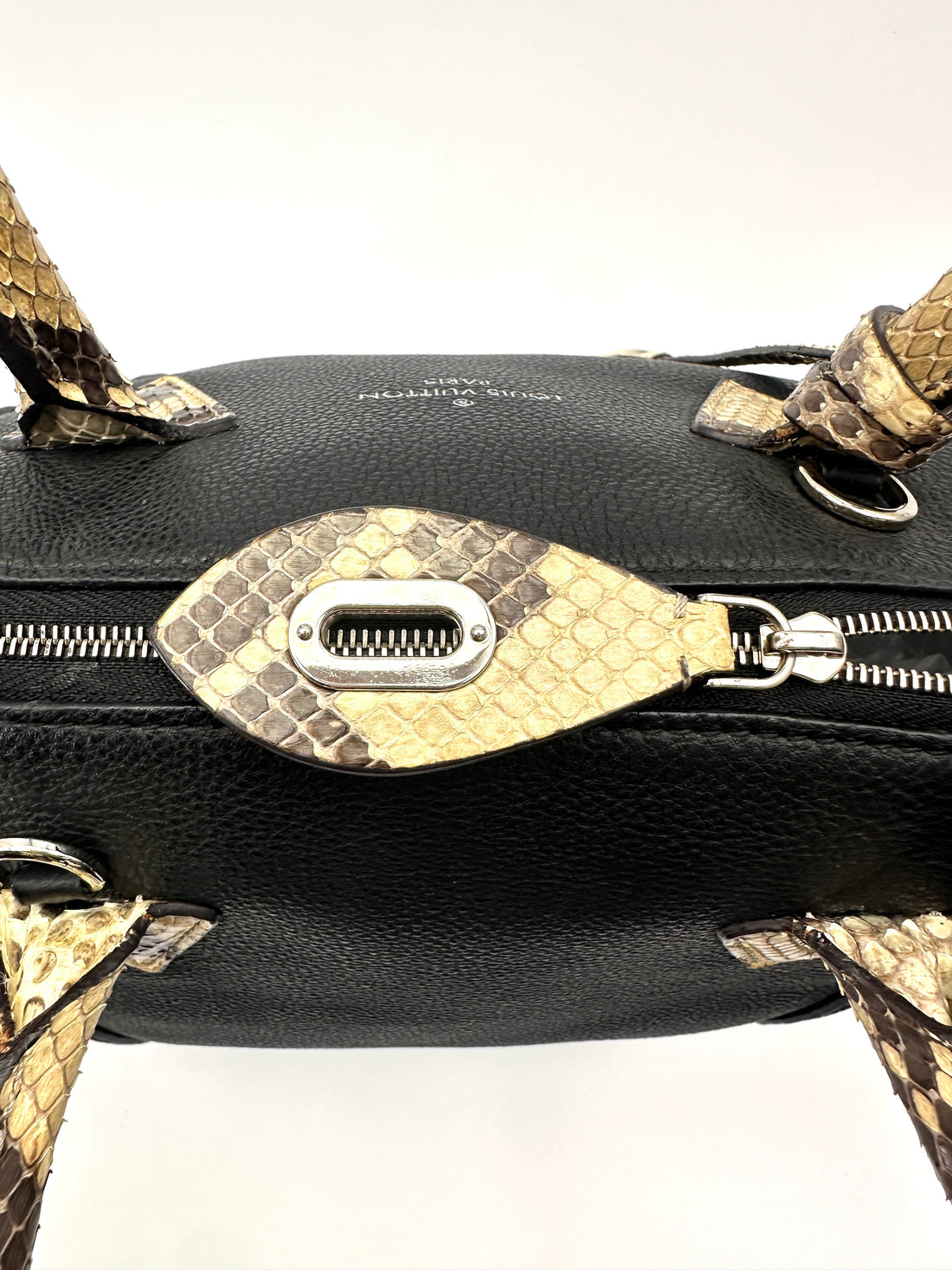 Louis Vuitton Lockit Black Leather Python Handle Bag LV2993