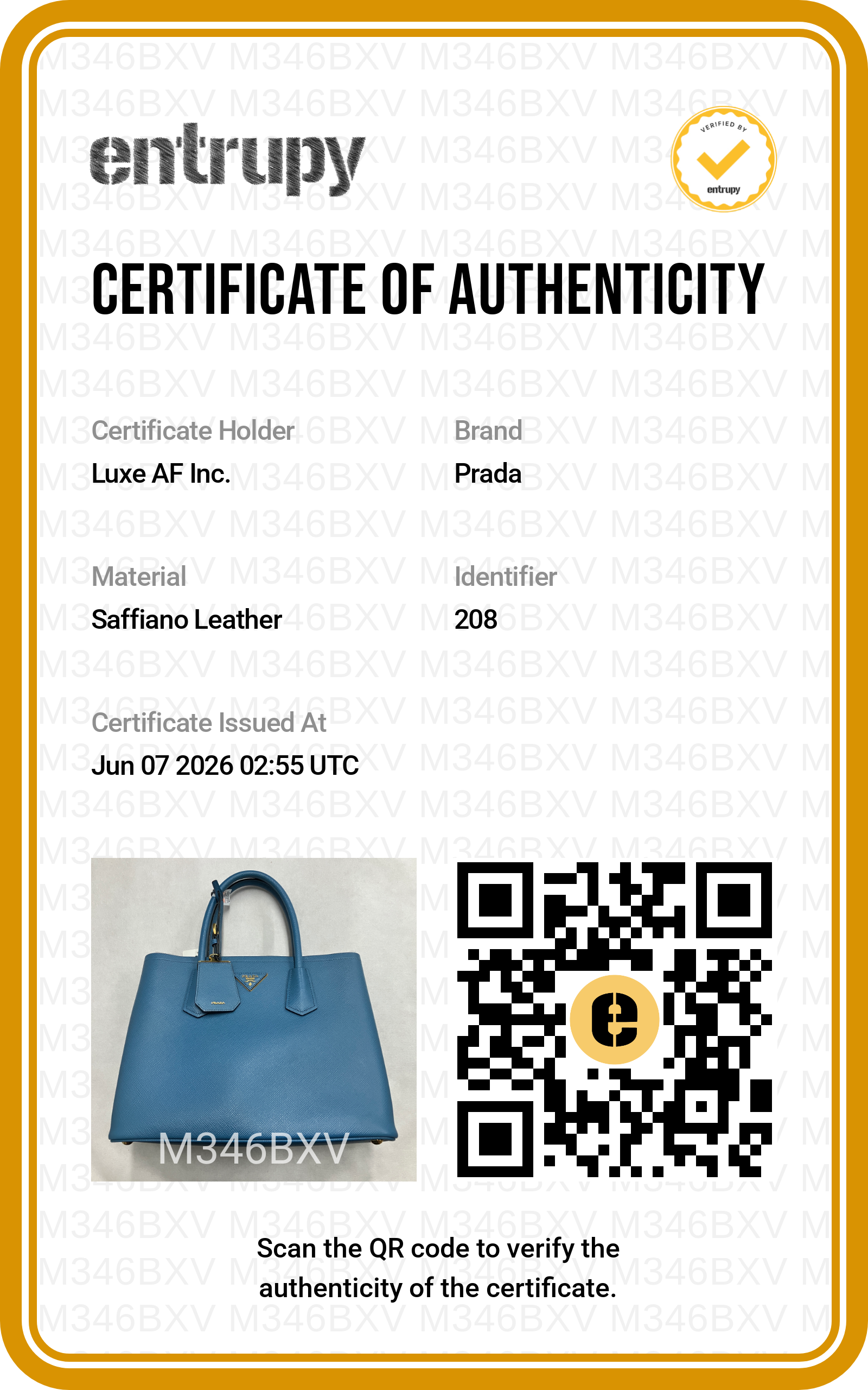 Prada Double Blue Saffiano Cuir Leather Handle Bag PR493