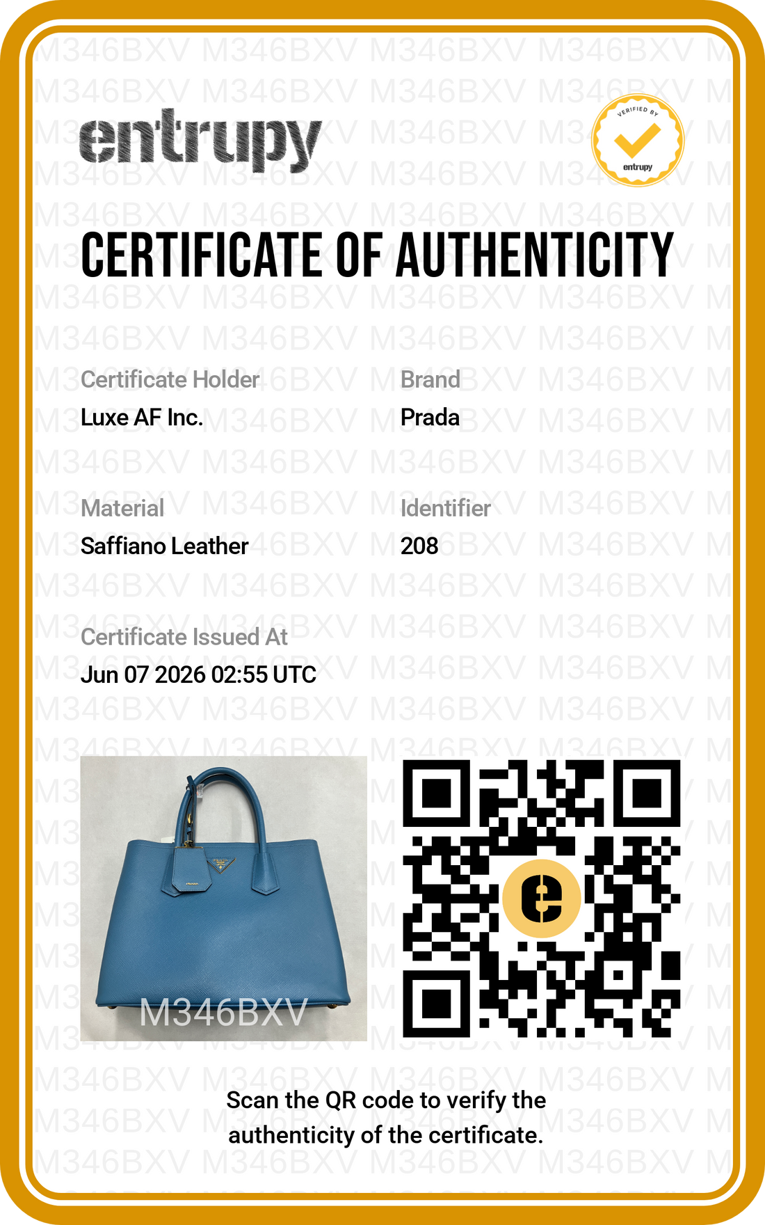 Prada Double Blue Saffiano Cuir Leather Handle Bag PR493