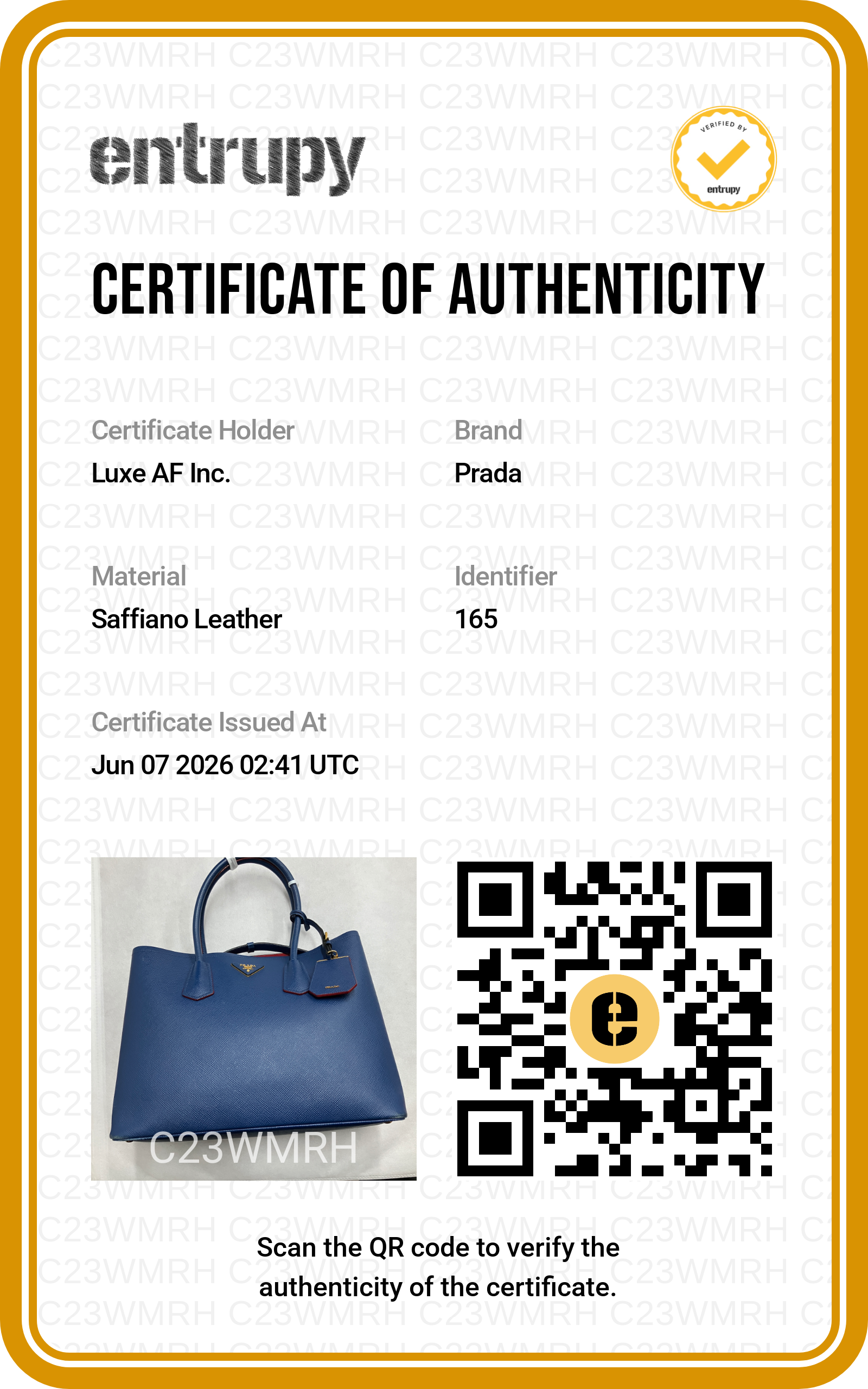 Prada Double Blue Saffiano Cuir Leather Handle Bag PR509