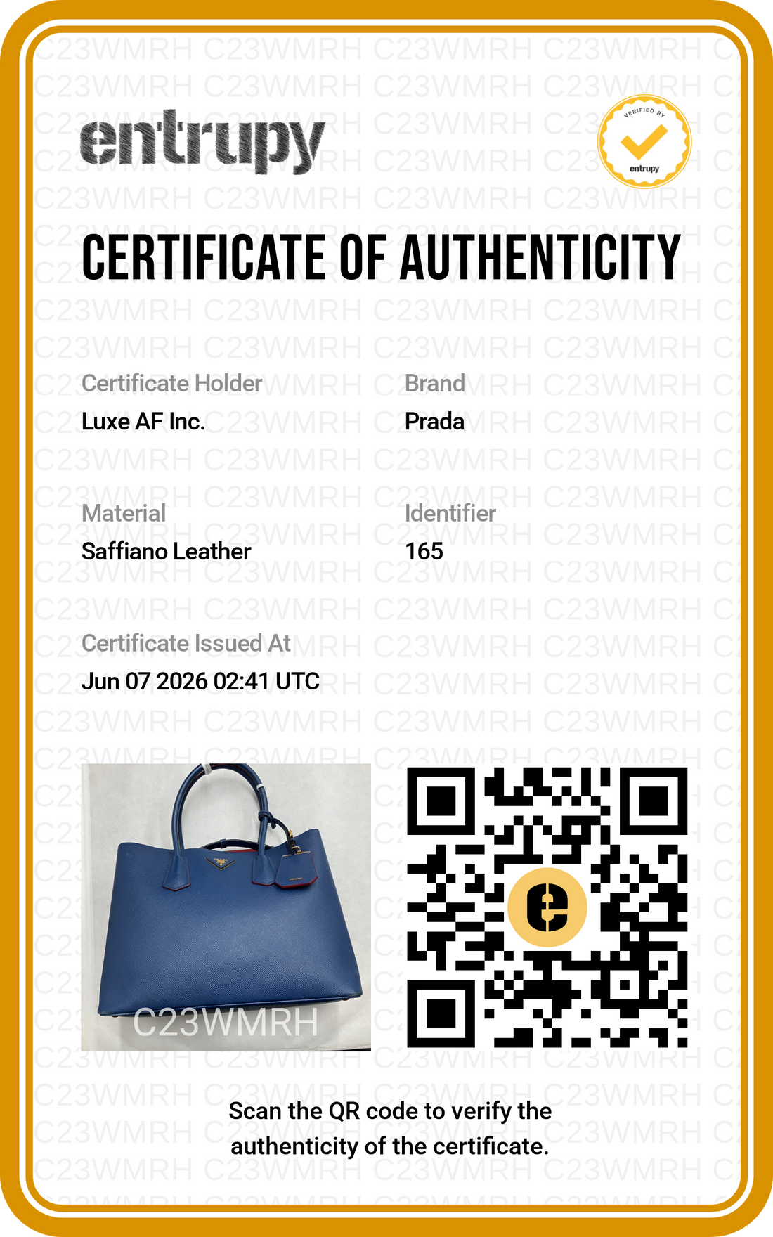 Prada Double Blue Saffiano Cuir Leather Handle Bag PR509