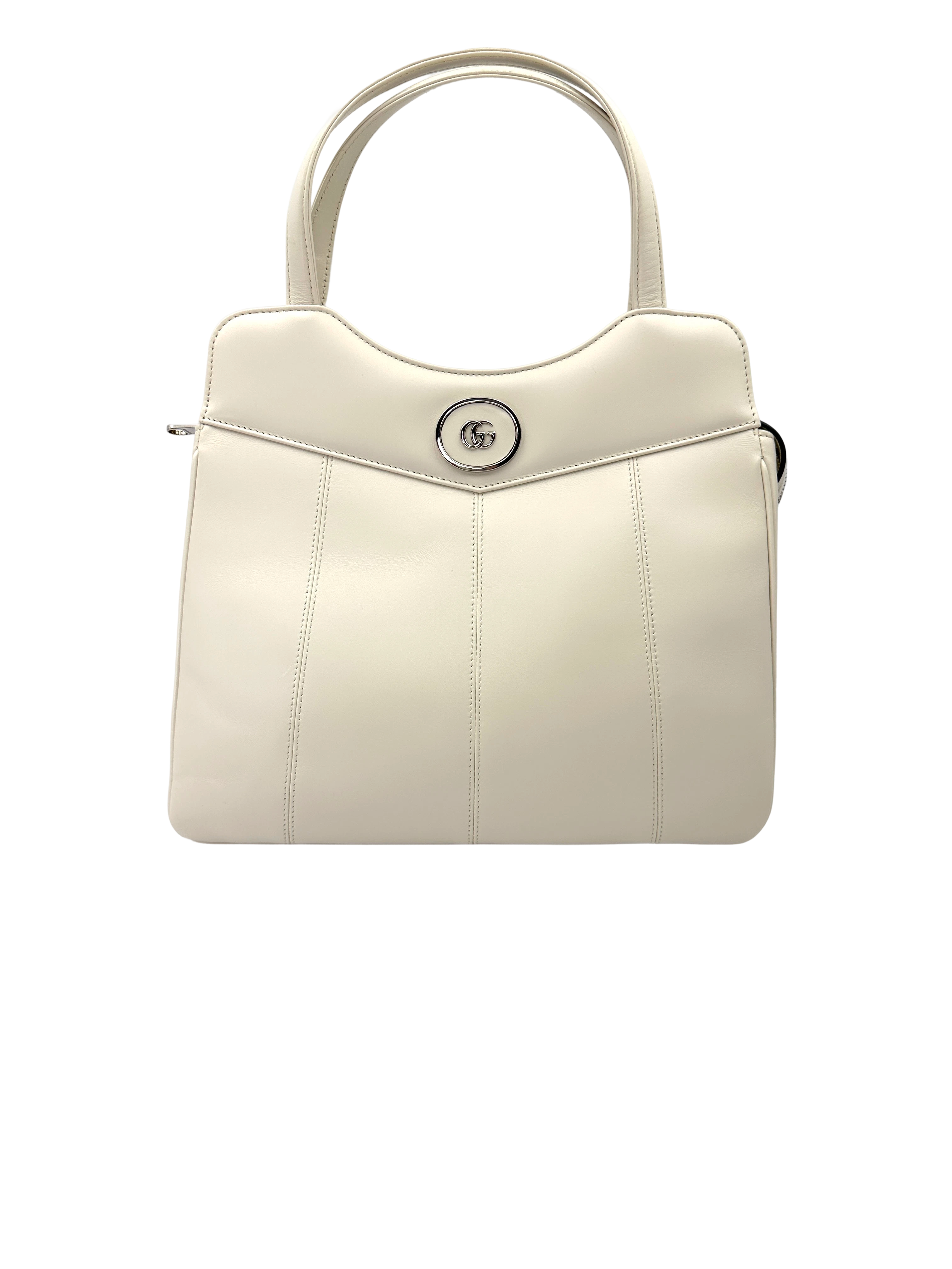 Gucci Petite GG White Leather Handle Bag GG1300