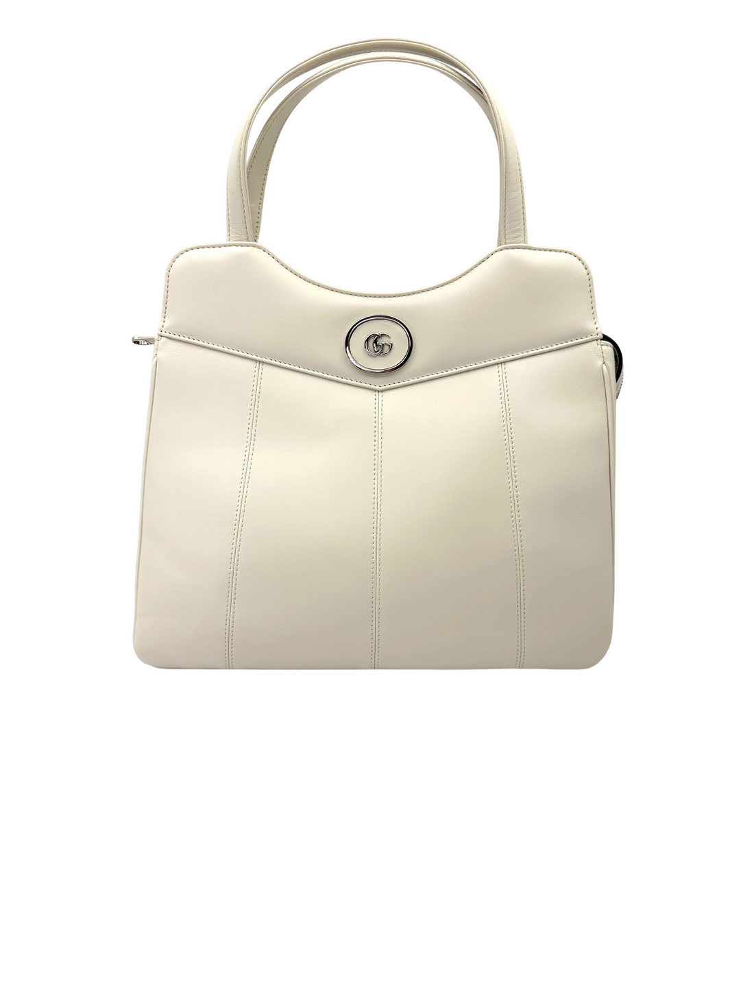 Gucci Petite GG White Leather Handle Bag GG1300