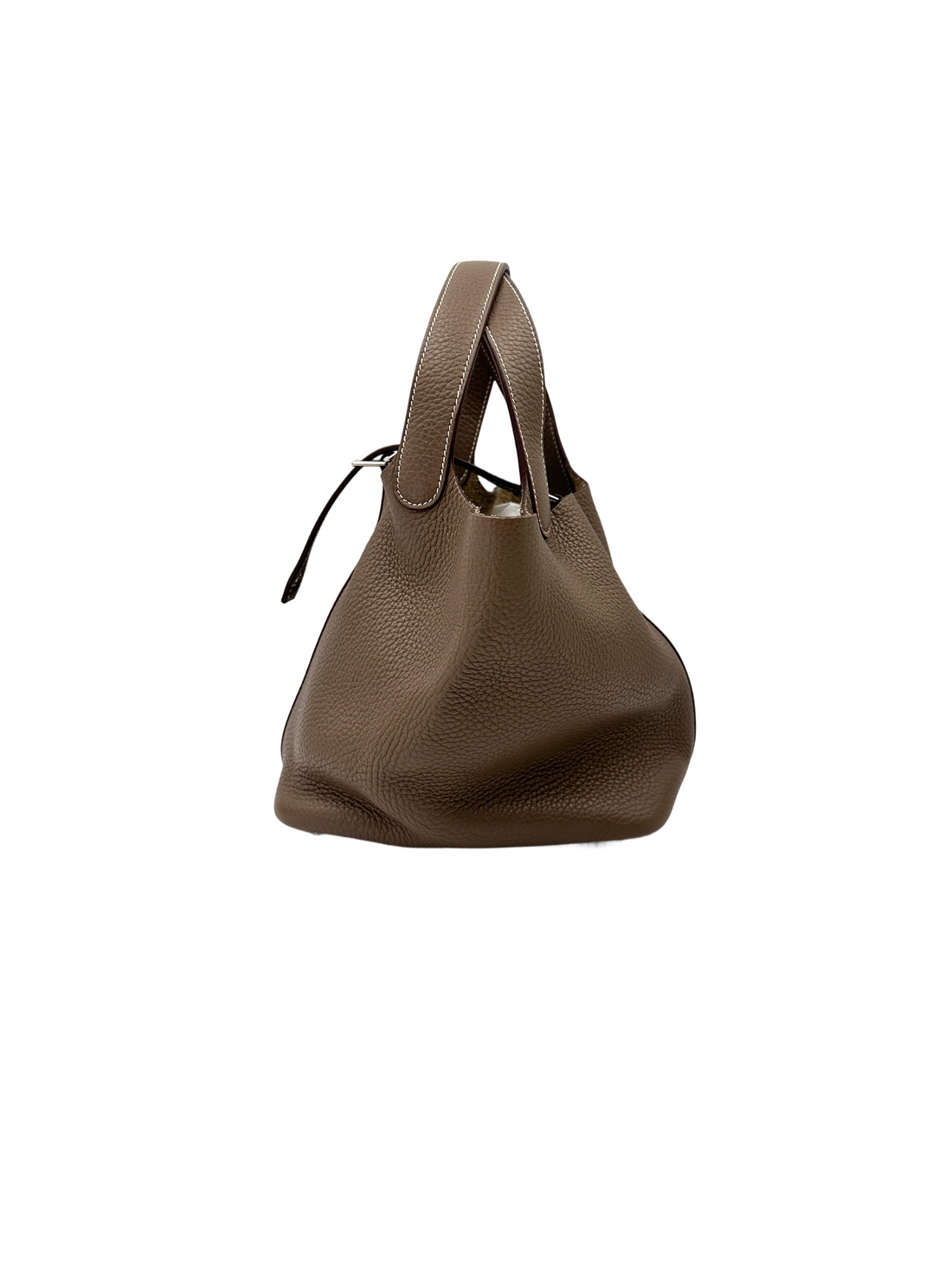 Herme Picotin Lock Grey Leather Handle Bag HR124