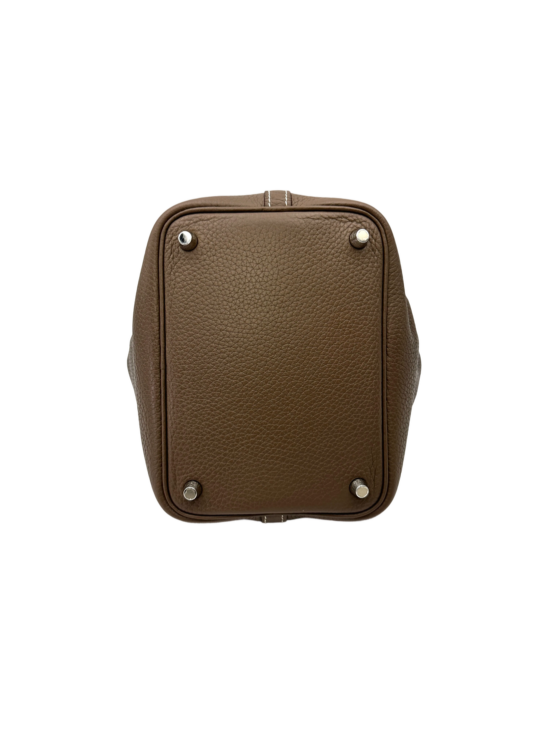 Herme Picotin Lock Grey Leather Handle Bag HR124