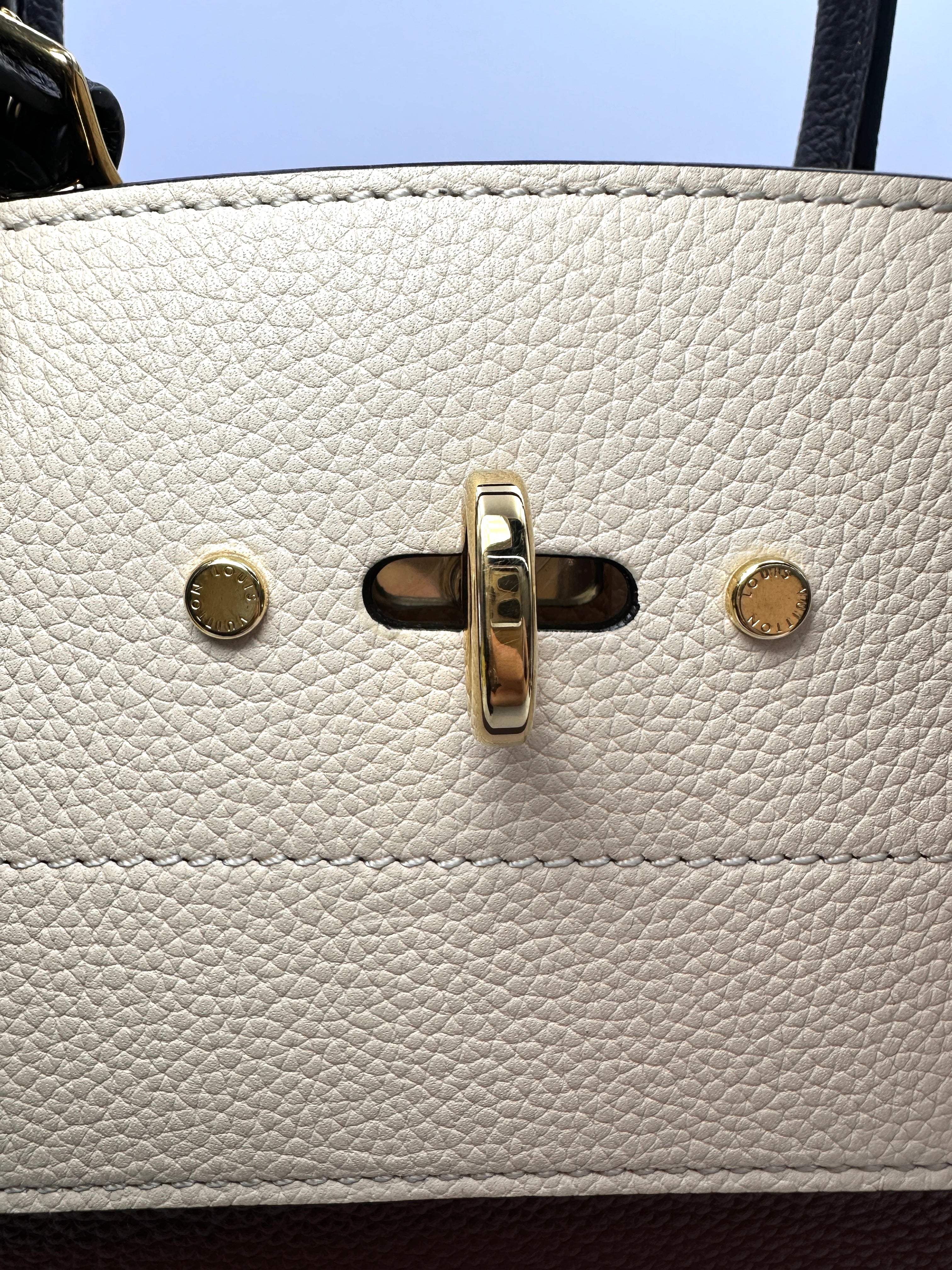 Louis Vuitton City Steamer MM Brown/White Grained Leather Handle Bag LV3001