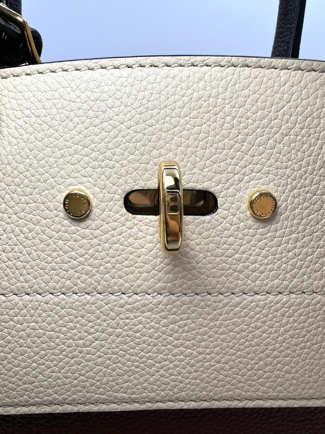 Louis Vuitton City Steamer MM Brown/White Grained Leather Handle Bag LV3001