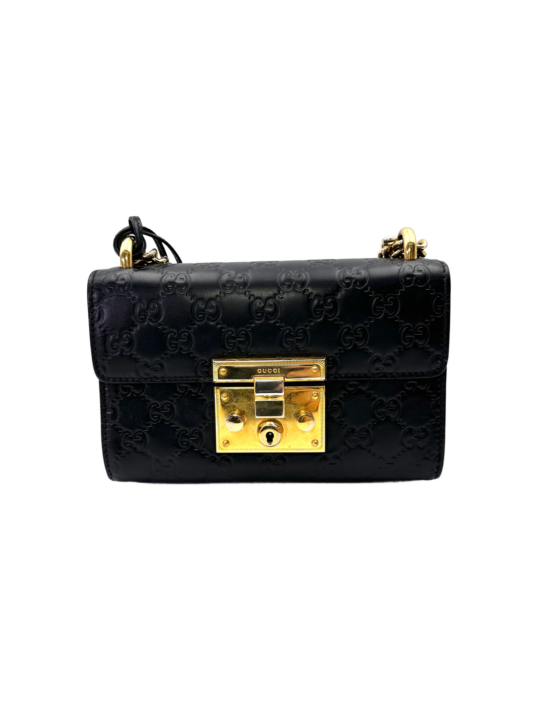 Gucci Padlock Black Guccissima Leather Small Size Shoulder Bag GG1291