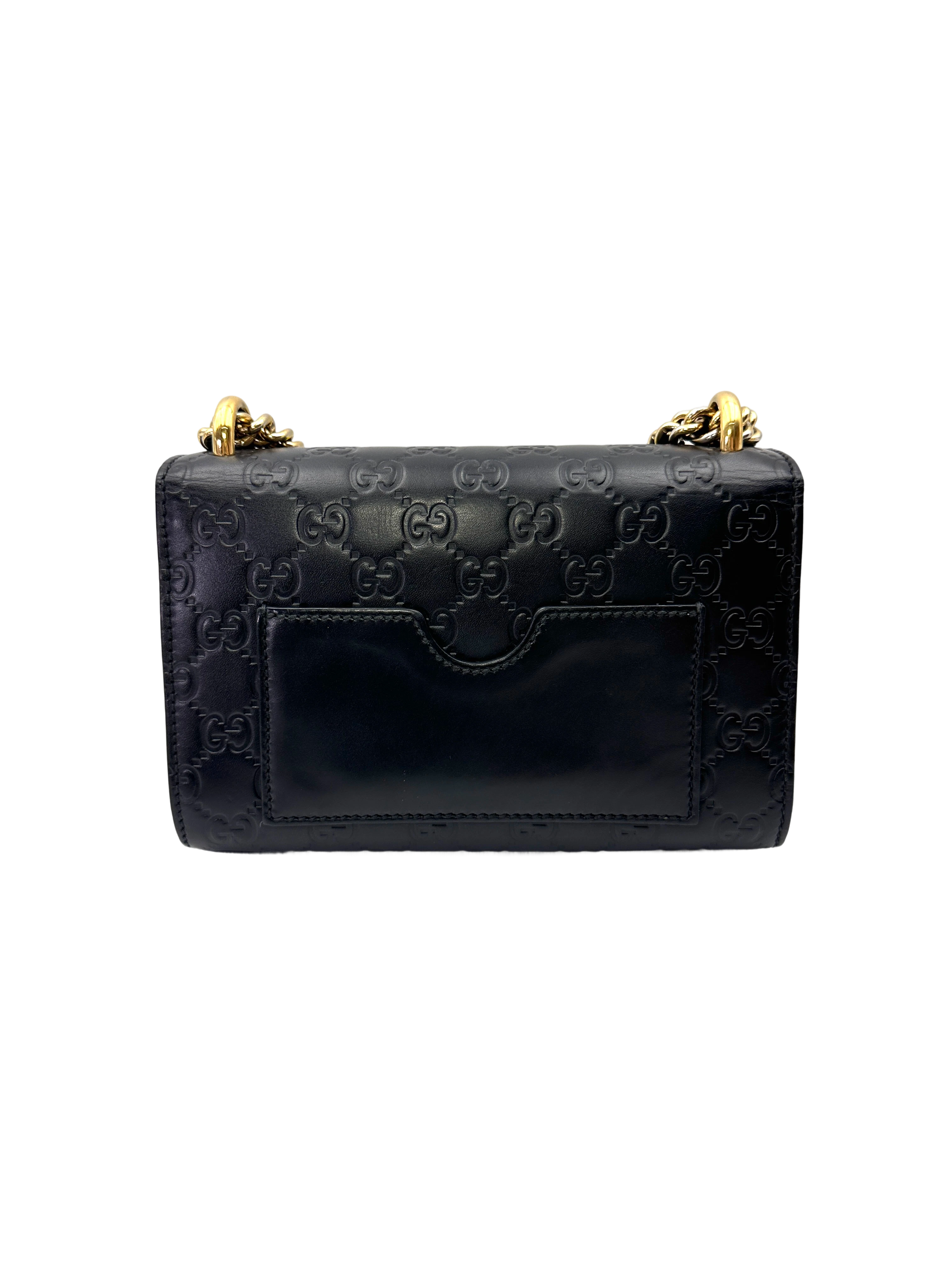 Gucci Padlock Black Guccissima Leather Small Size Shoulder Bag GG1291