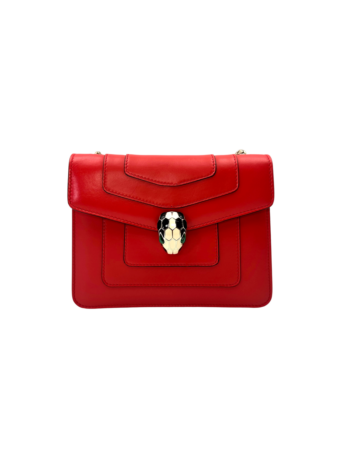 Bvlgari Serpenti Forever Red Leather Shoulder Bag BS46