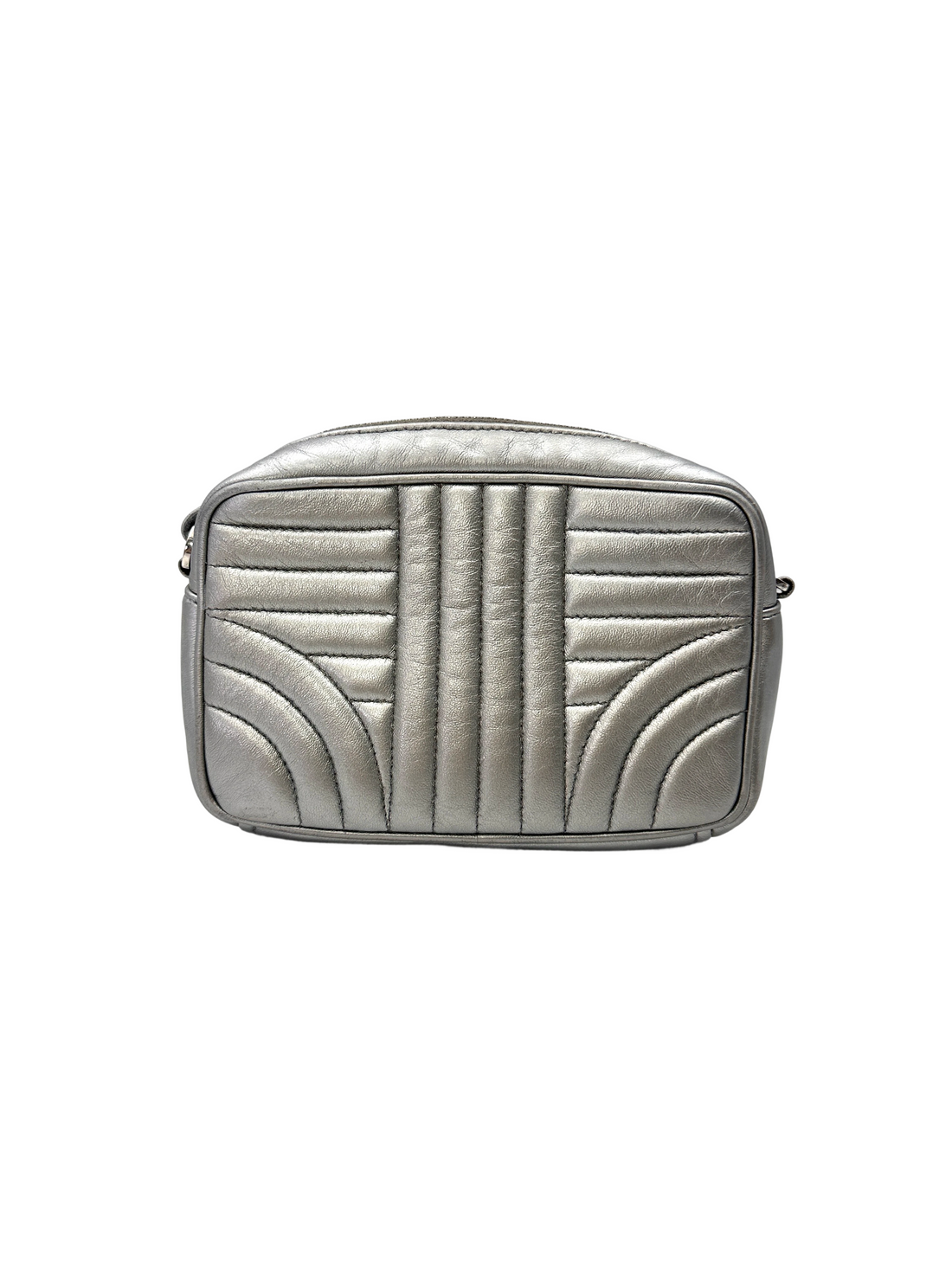 Prada Diagramme Silver Quilted Leather Camera Bag PR462