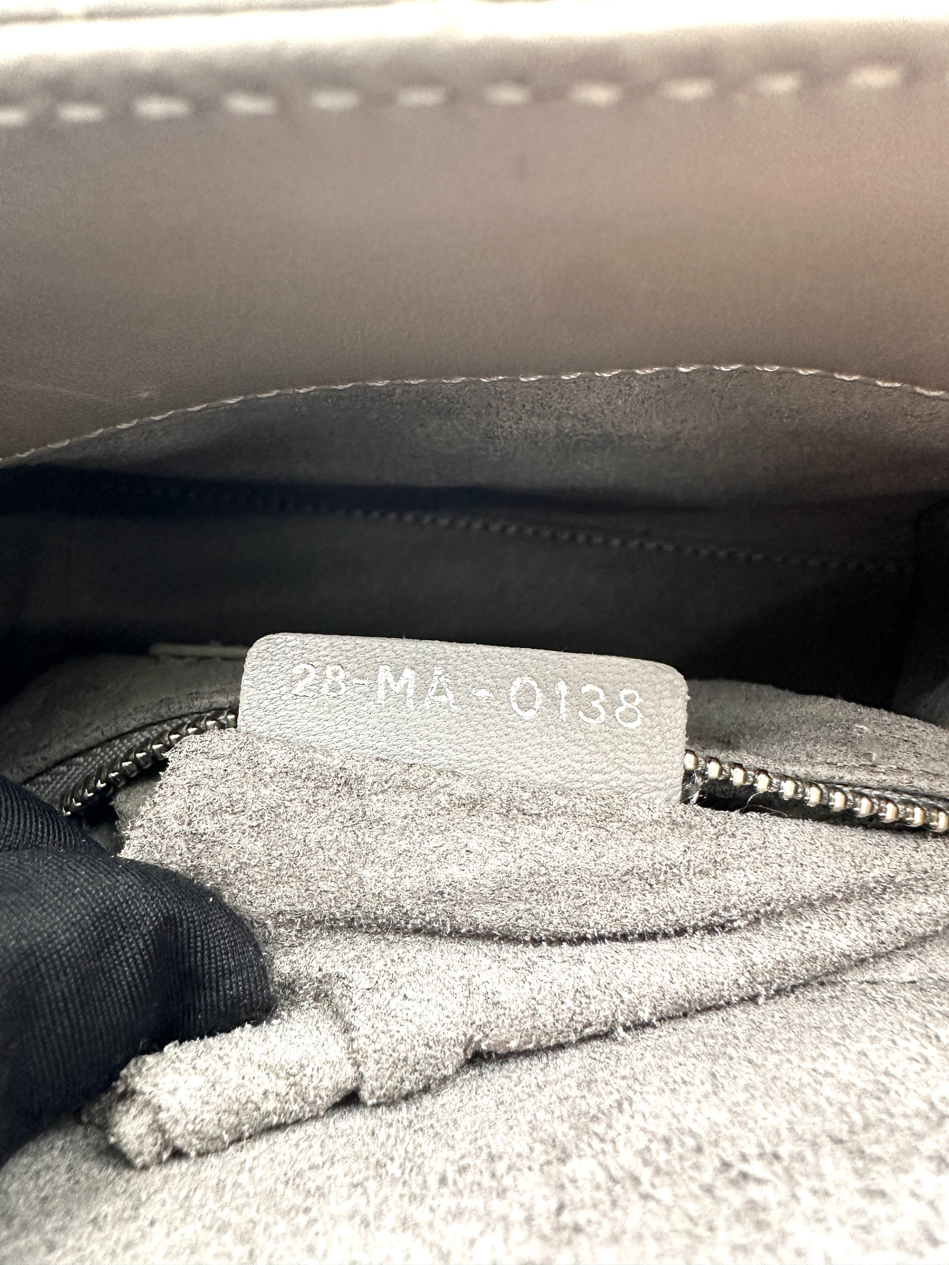 Christian Dior Lady Dior Grey Cannage Lambskin Handle Bag With Silver Charms DR793