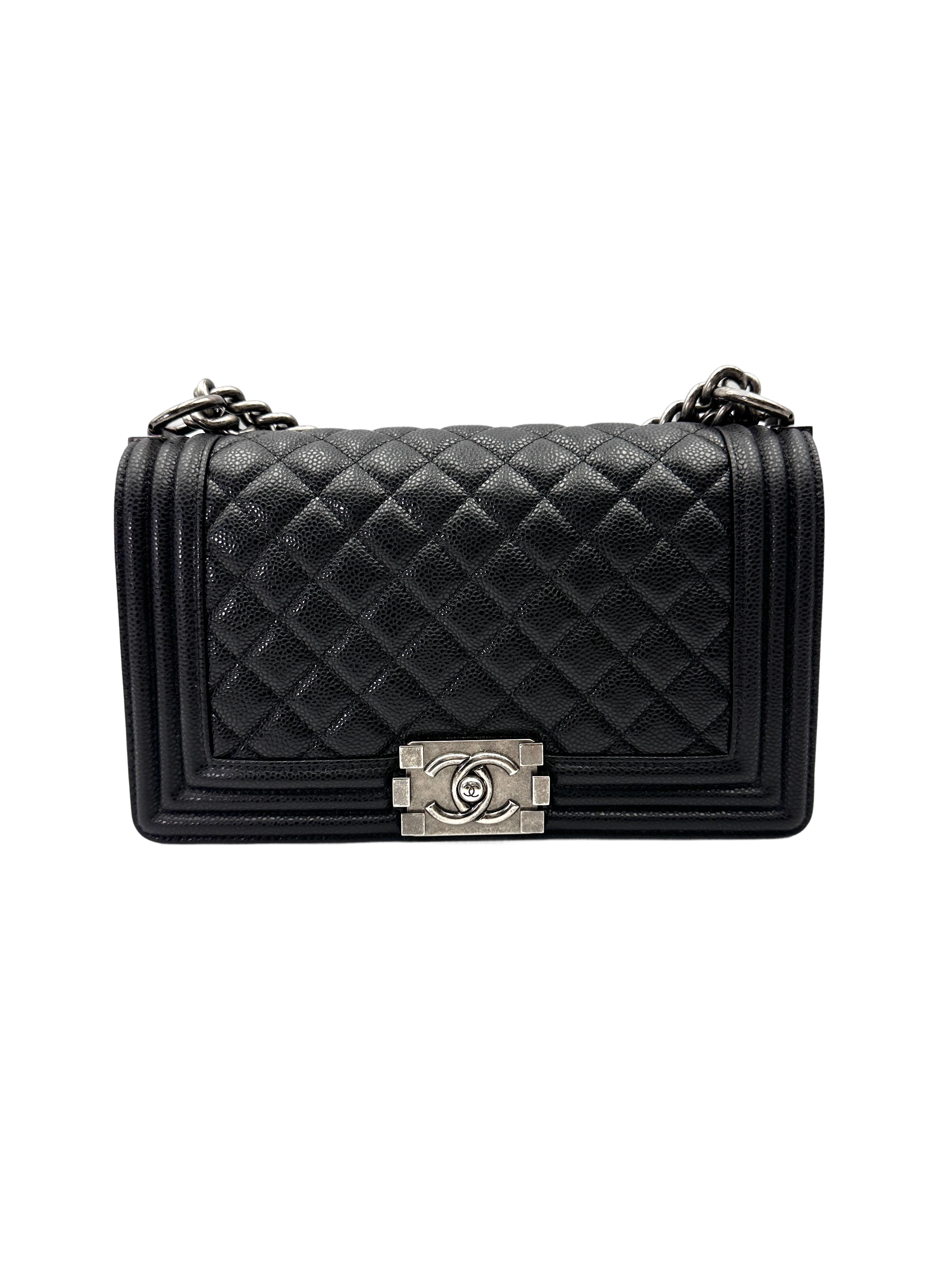 Chanel LeBoy Black Quilted Leather Flap Bag With Silver Buckle(17***04) CC2140
