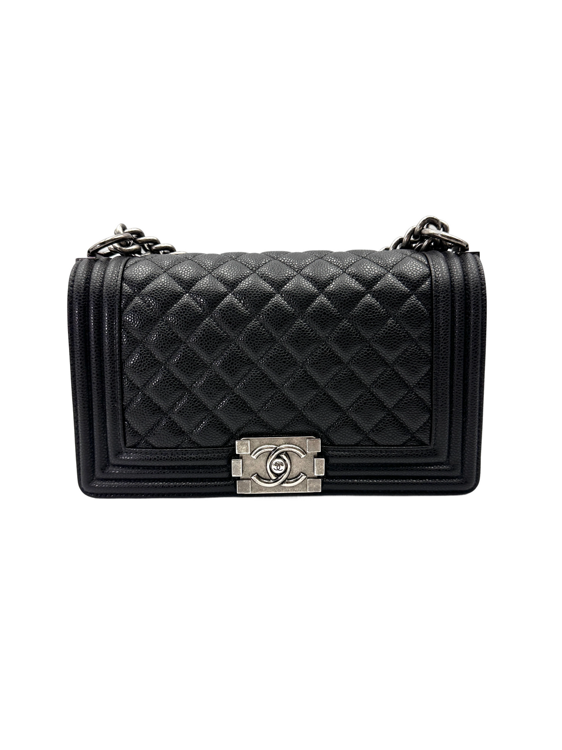 Chanel LeBoy Black Quilted Leather Flap Bag With Silver Buckle(17***04) CC2140