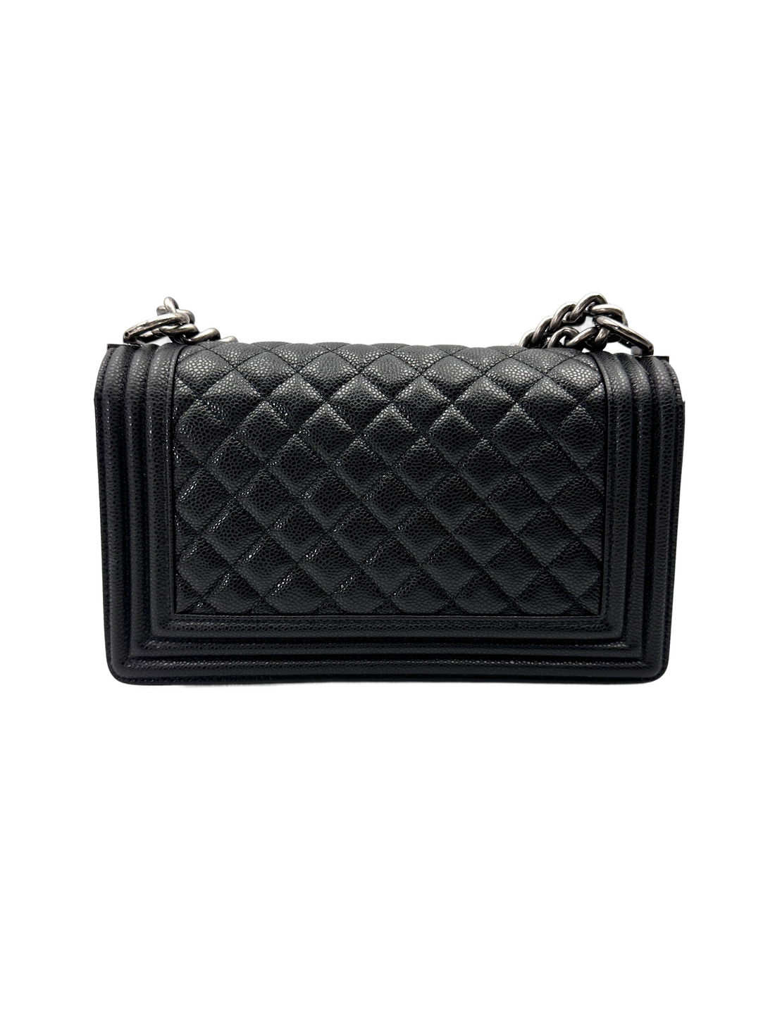 Chanel LeBoy Black Quilted Leather Flap Bag With Silver Buckle(17***04) CC2140