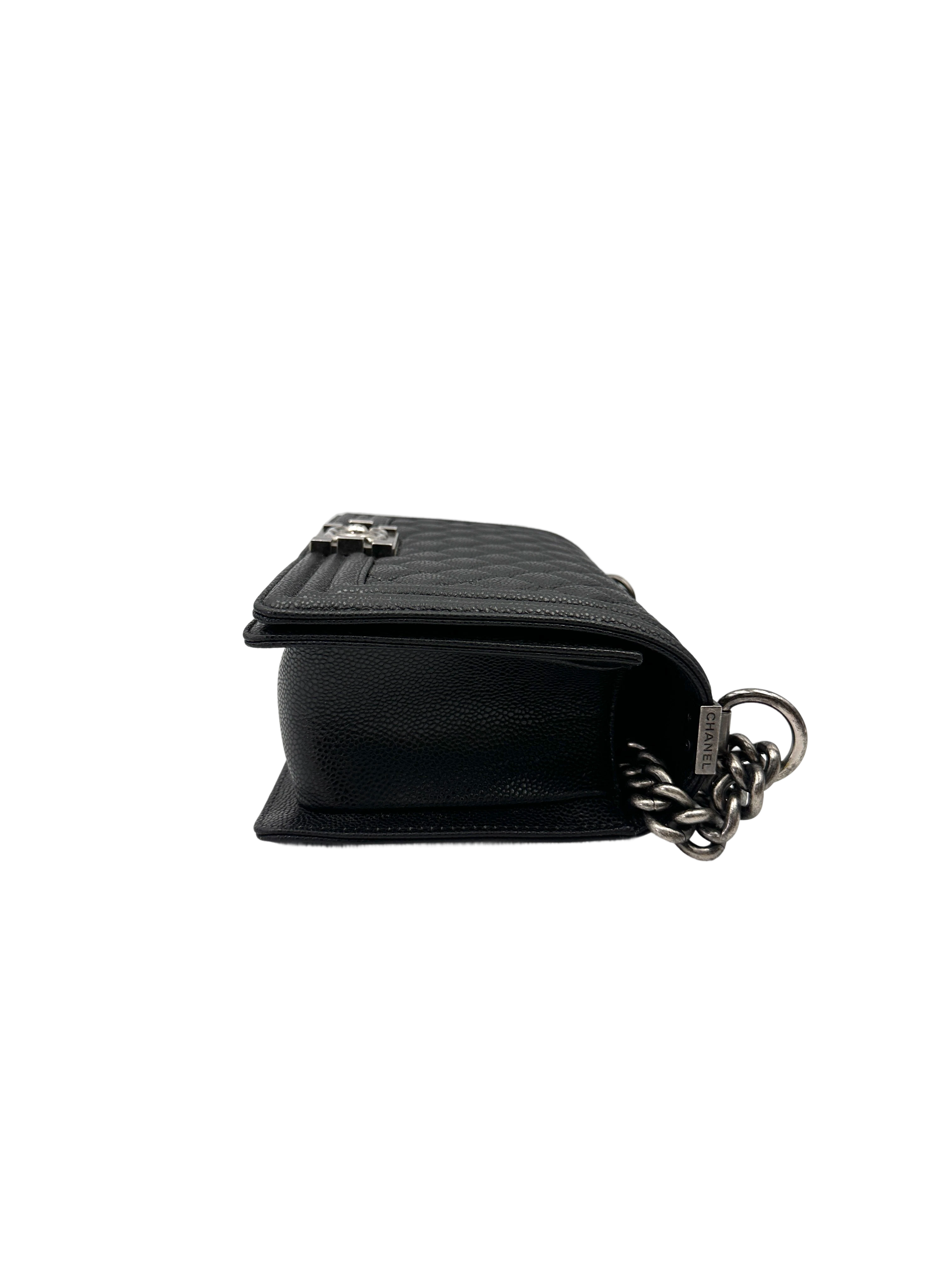 Chanel LeBoy Black Quilted Leather Flap Bag With Silver Buckle(17***04) CC2140
