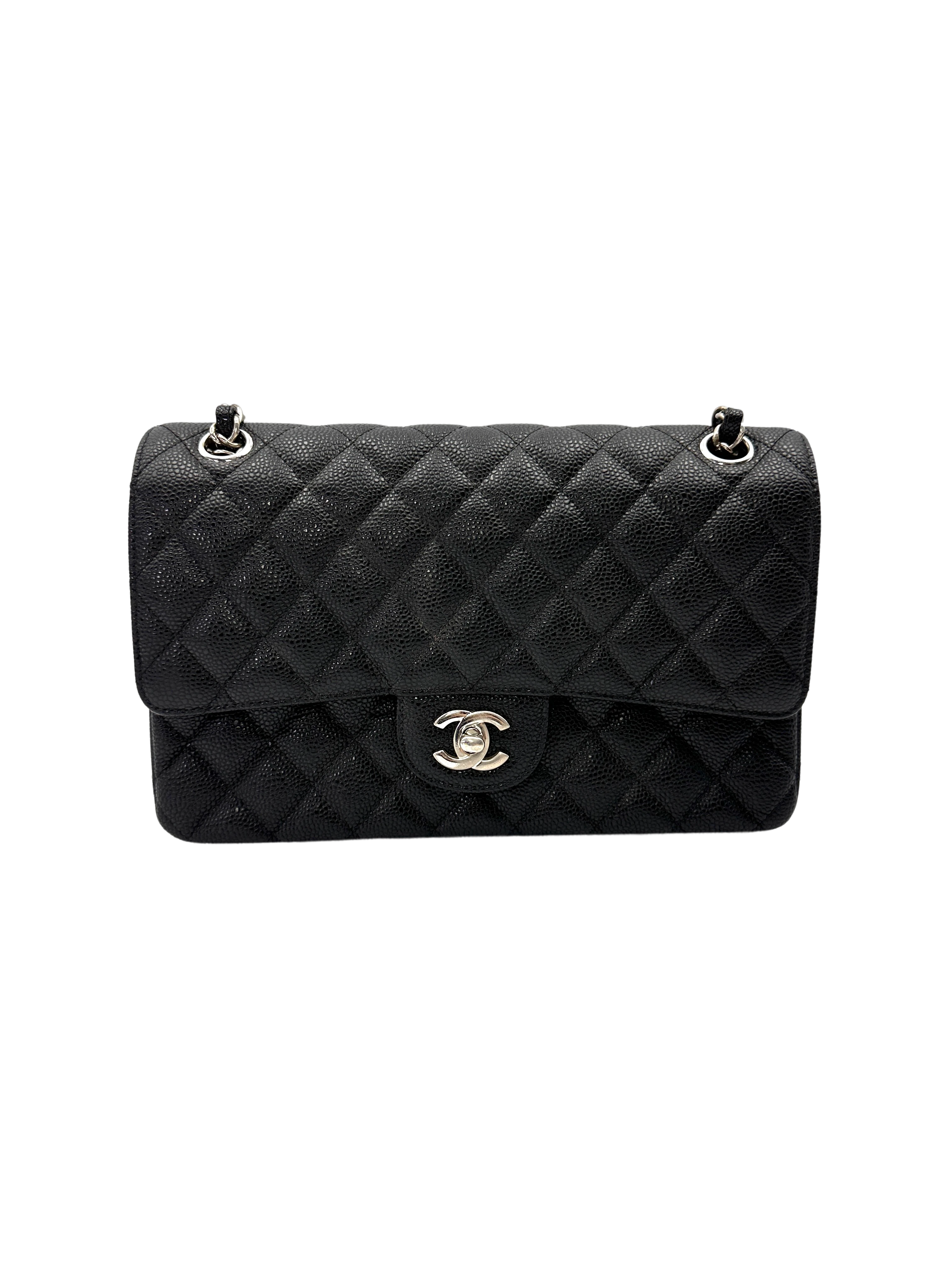 Chanel Classic Flap Black Quilted Leather Medium Size Shoulder Bag(15***25) CC2139
