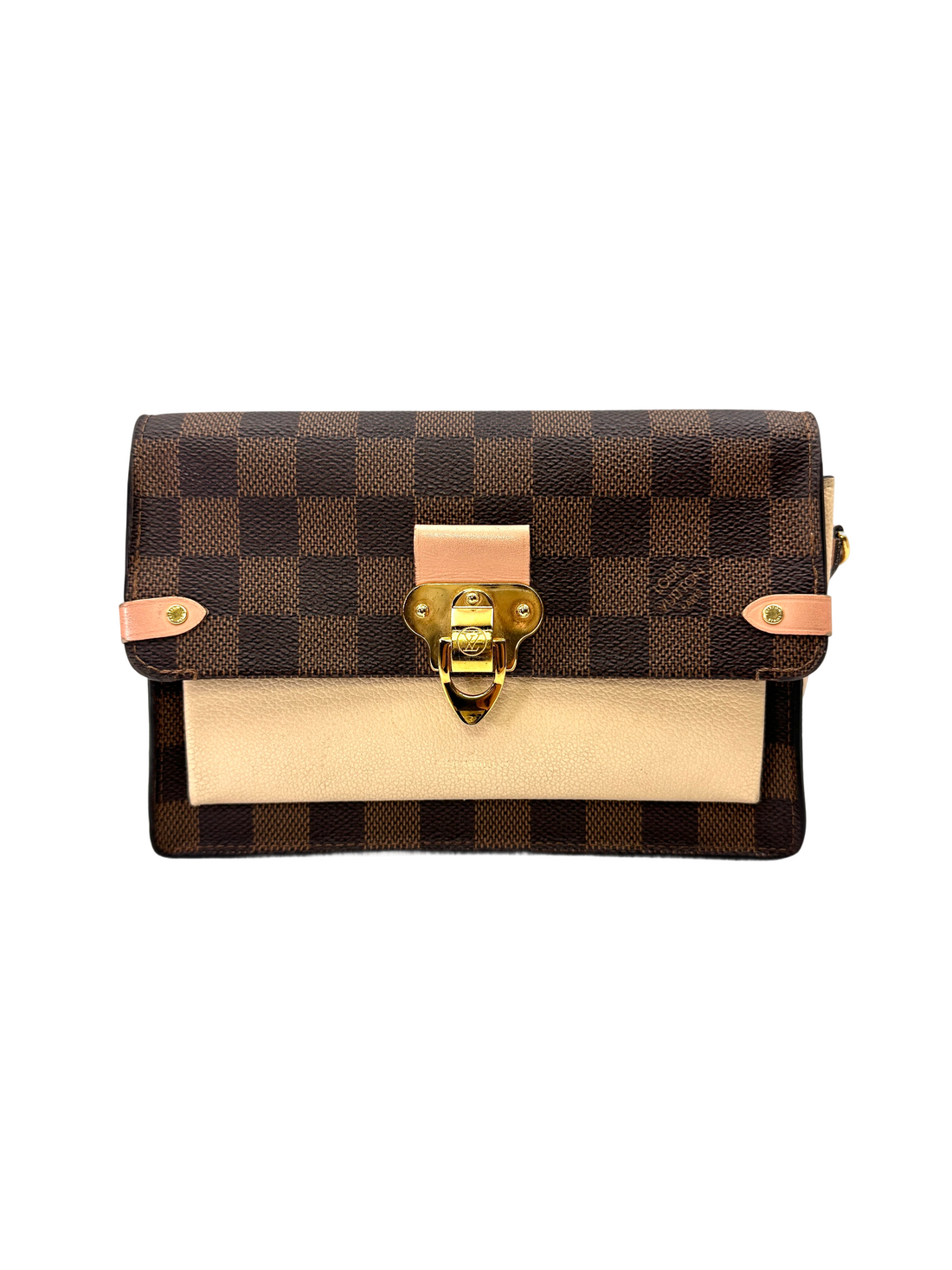 Louis Vuitton Vavin Damier Ebene & Beige Leather Canvas Wallet On Chain LV3004