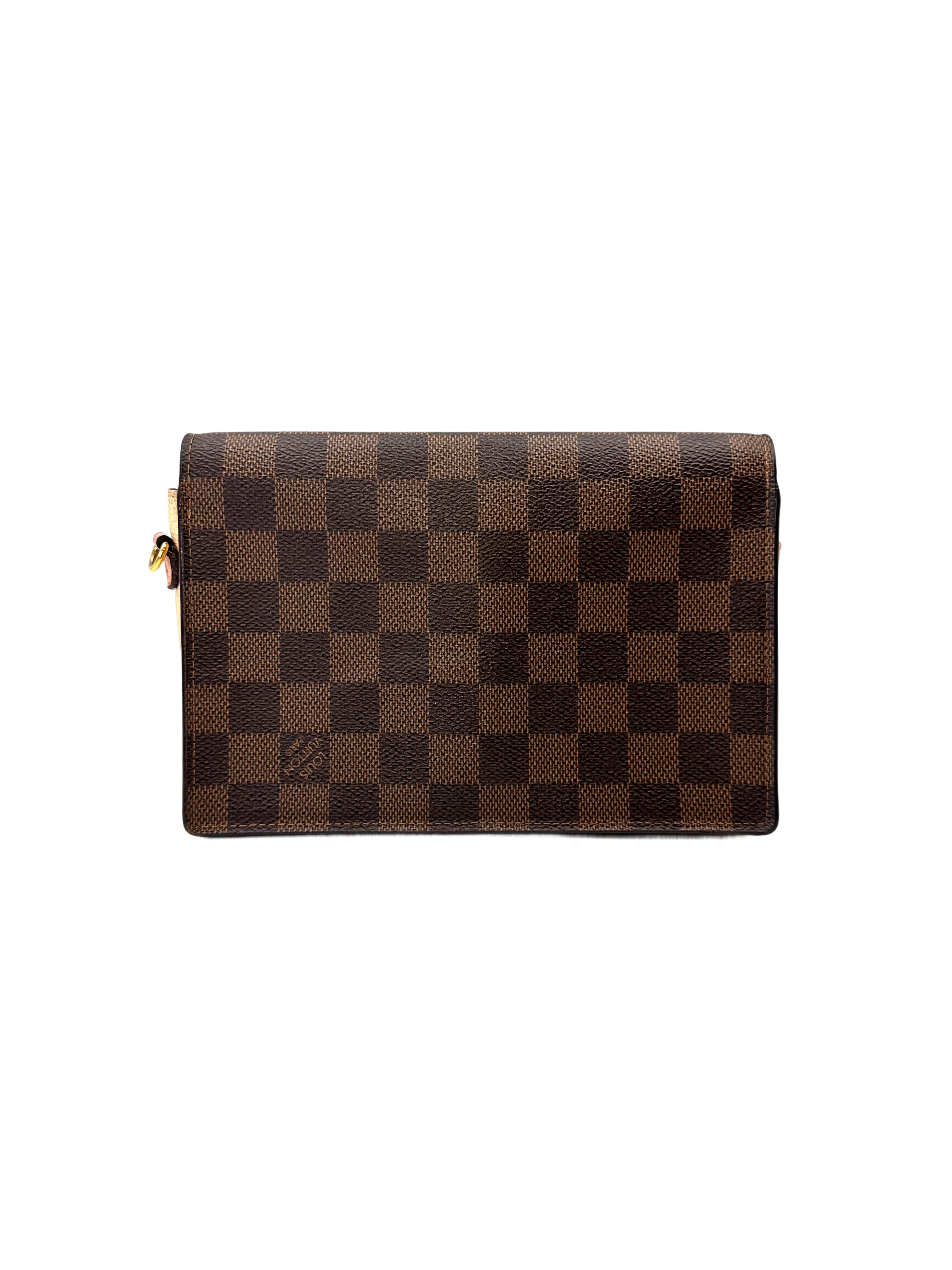 Louis Vuitton Vavin Damier Ebene & Beige Leather Canvas Wallet On Chain LV3004