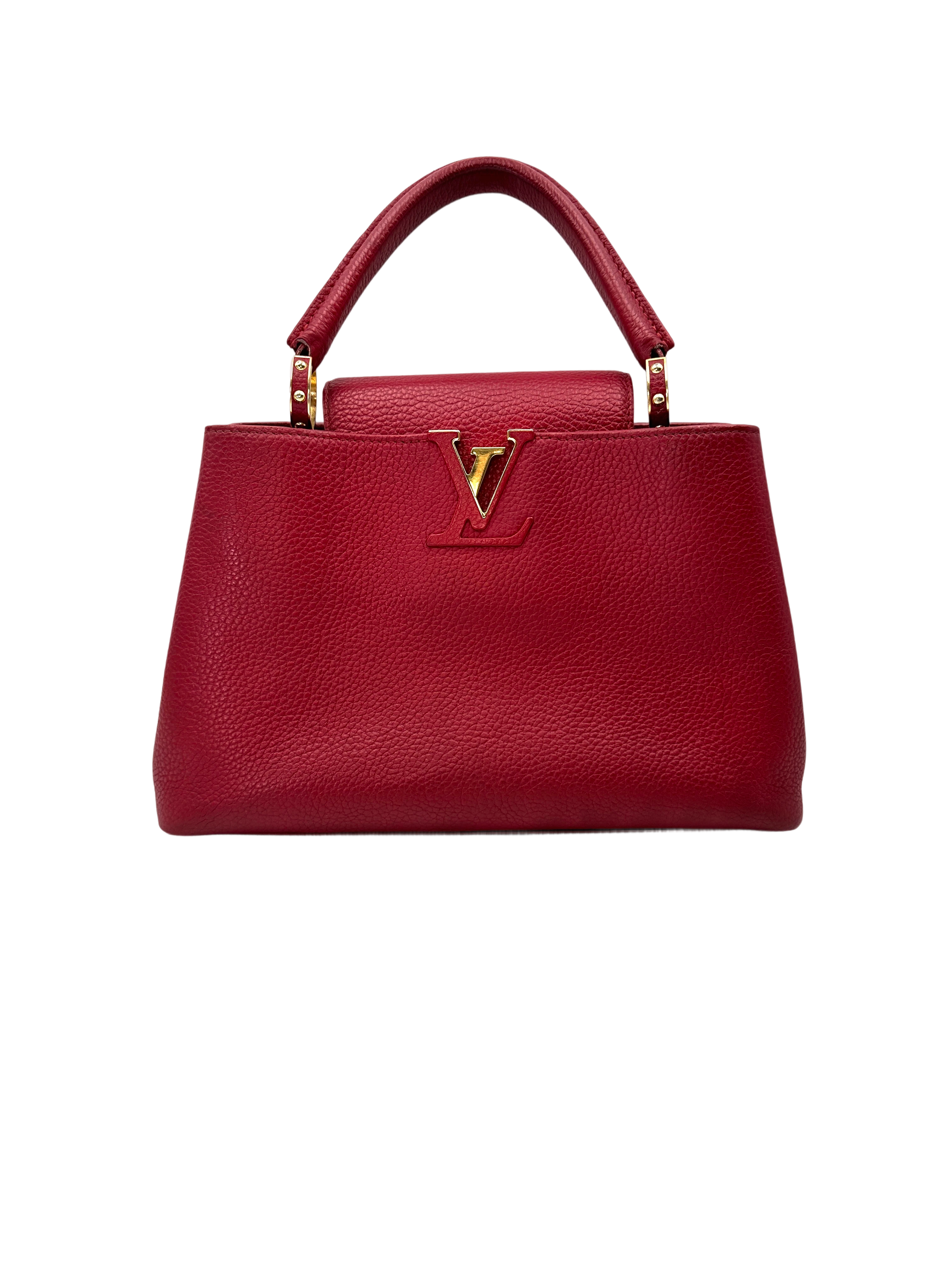 Louis Vuitton Capucines MM Red Leather Handle Bag LV3006
