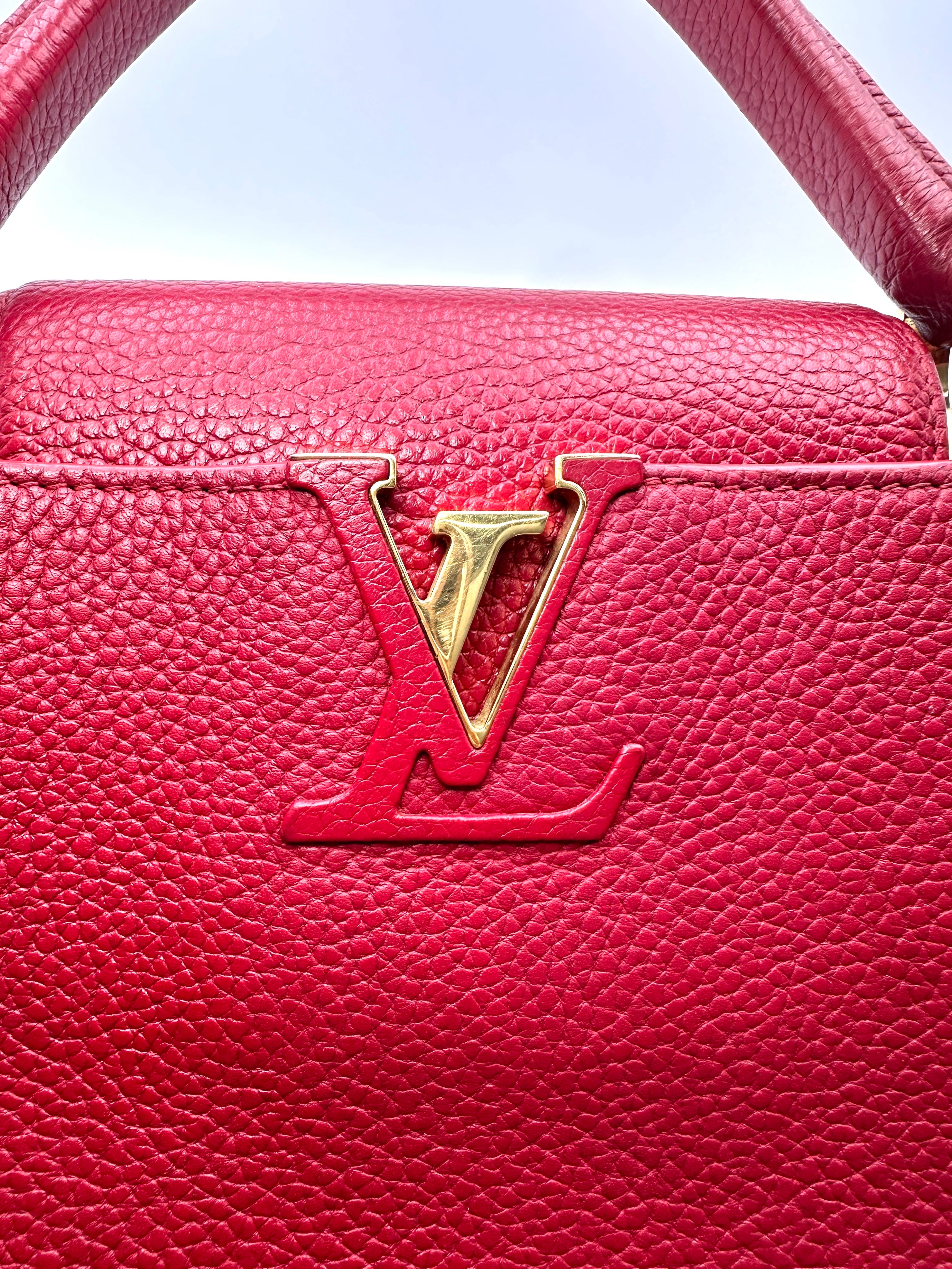 Louis Vuitton Capucines MM Red Leather Handle Bag LV3006