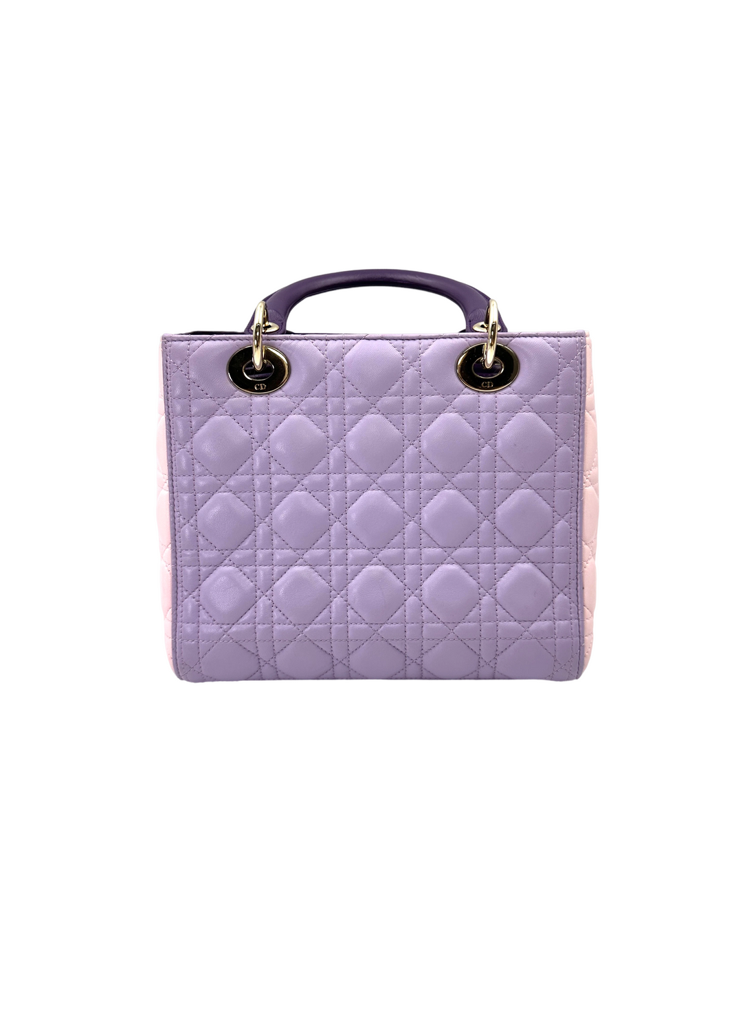 Christian Dior Lady Dior Purple Cannage Leather Handle Bag With Silver Charms DR794