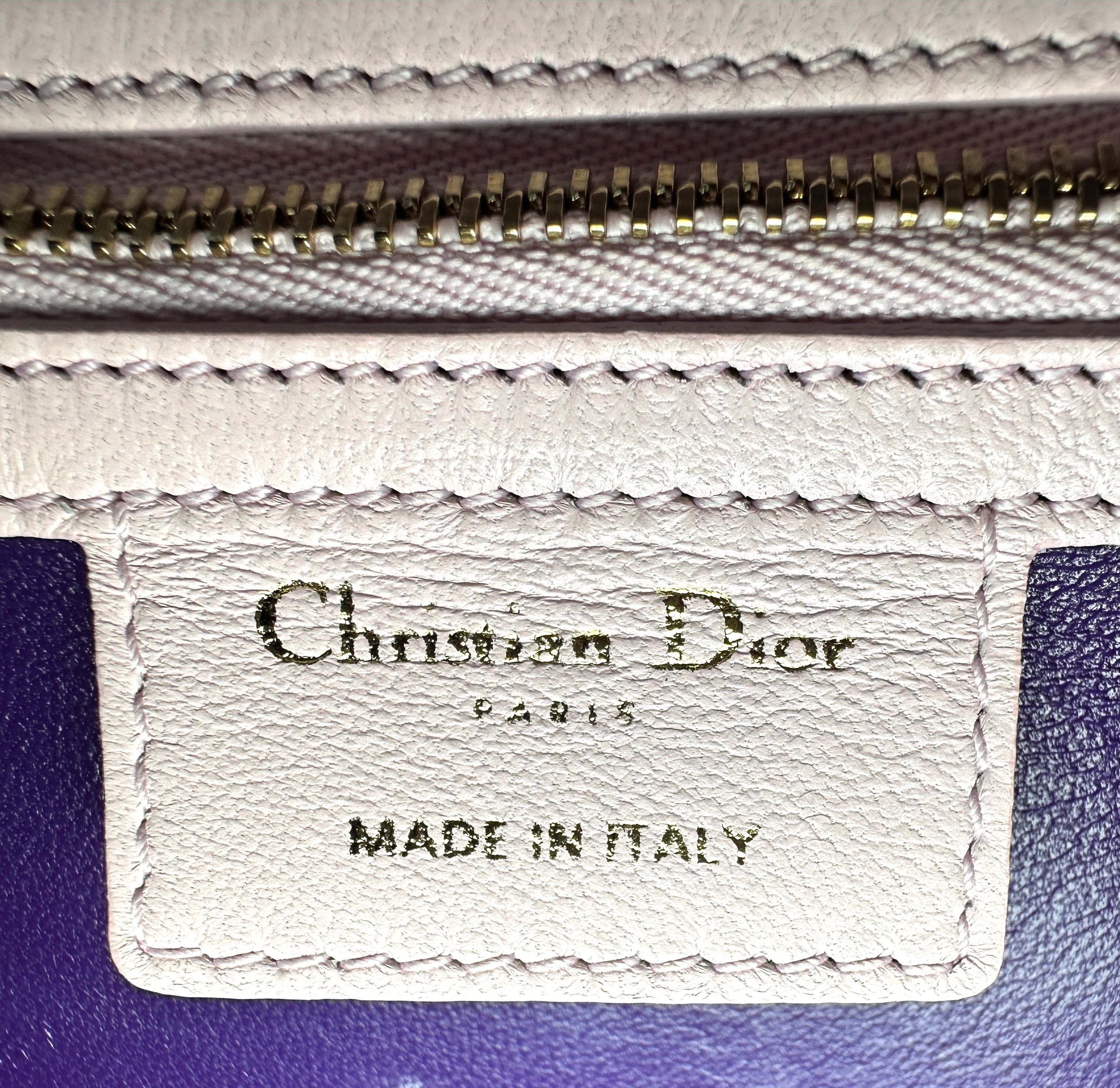 Christian Dior Lady Dior Purple Cannage Leather Handle Bag With Silver Charms DR794